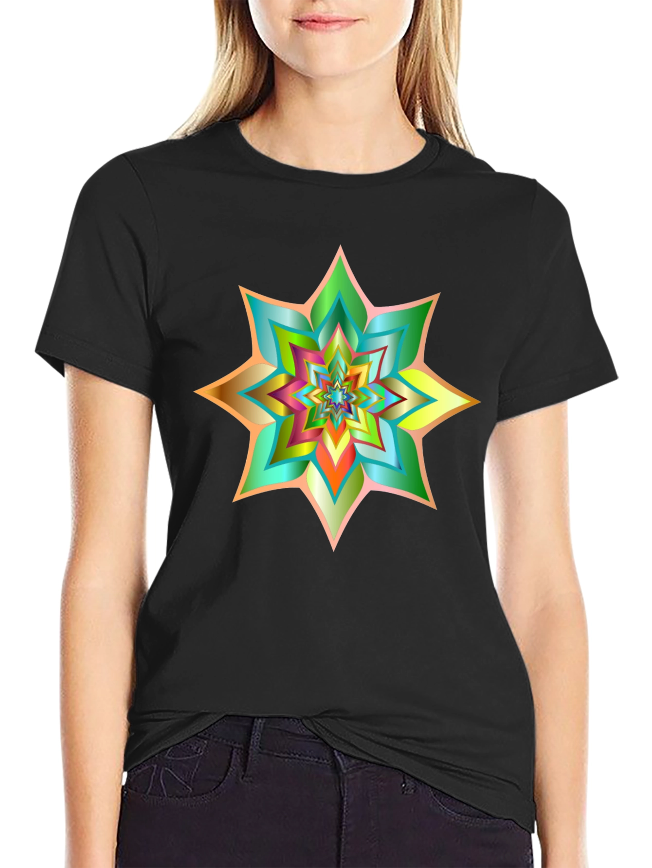Abstract Geometric Starburst Graphic Tee