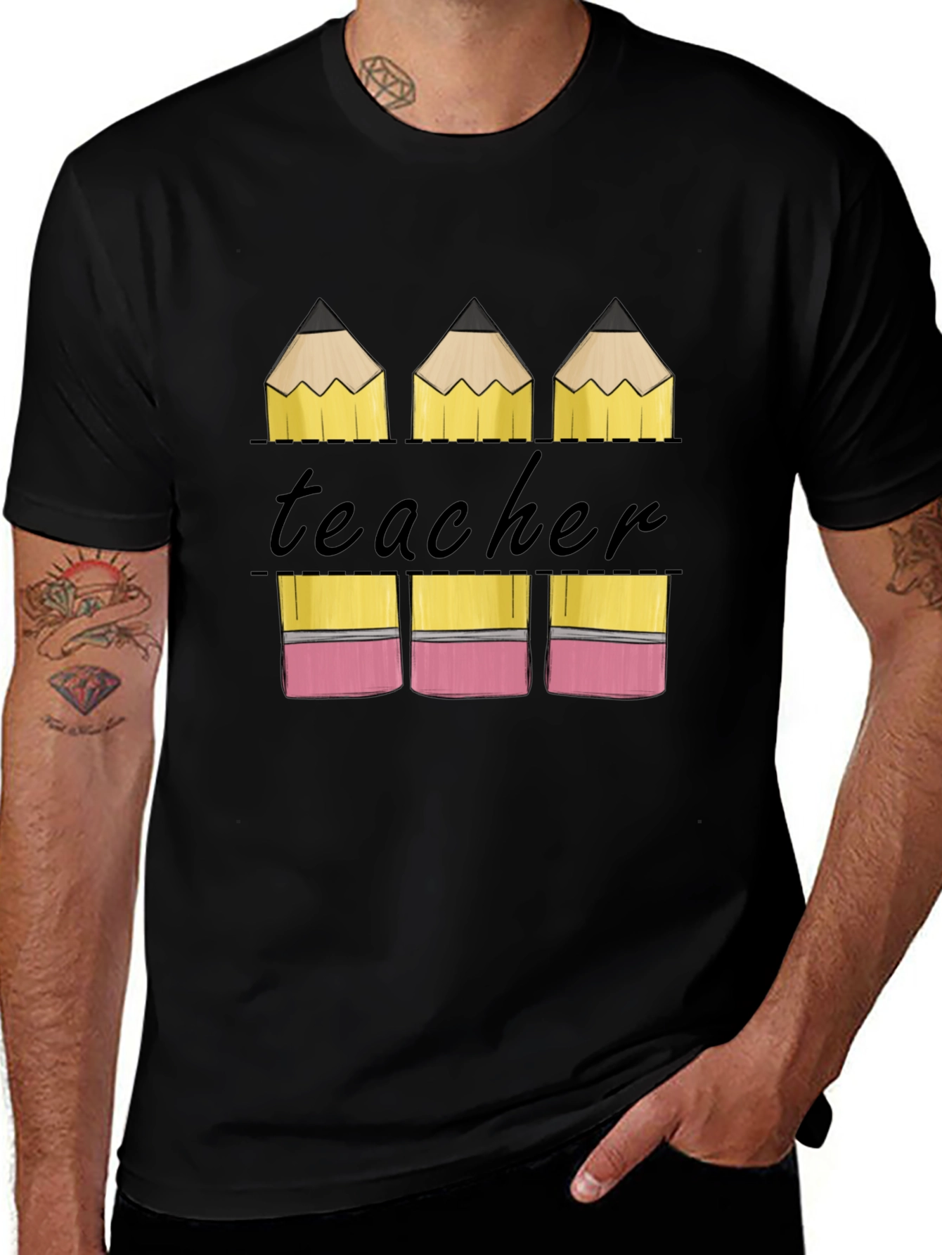 Teacher Pencil Graphic T-Shirt - Back to School Tee