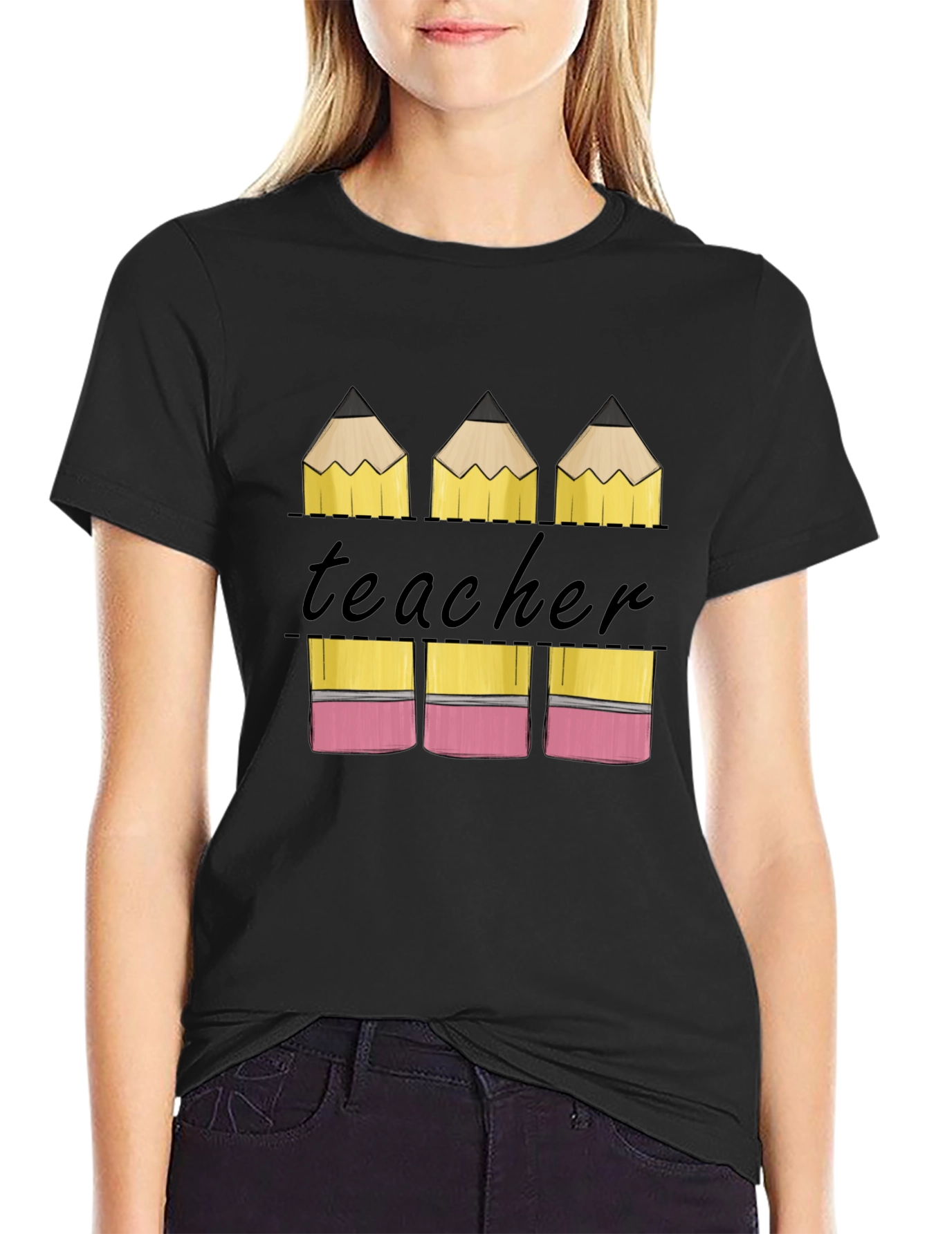 Teacher Pencil Graphic T-Shirt - Back to School Tee