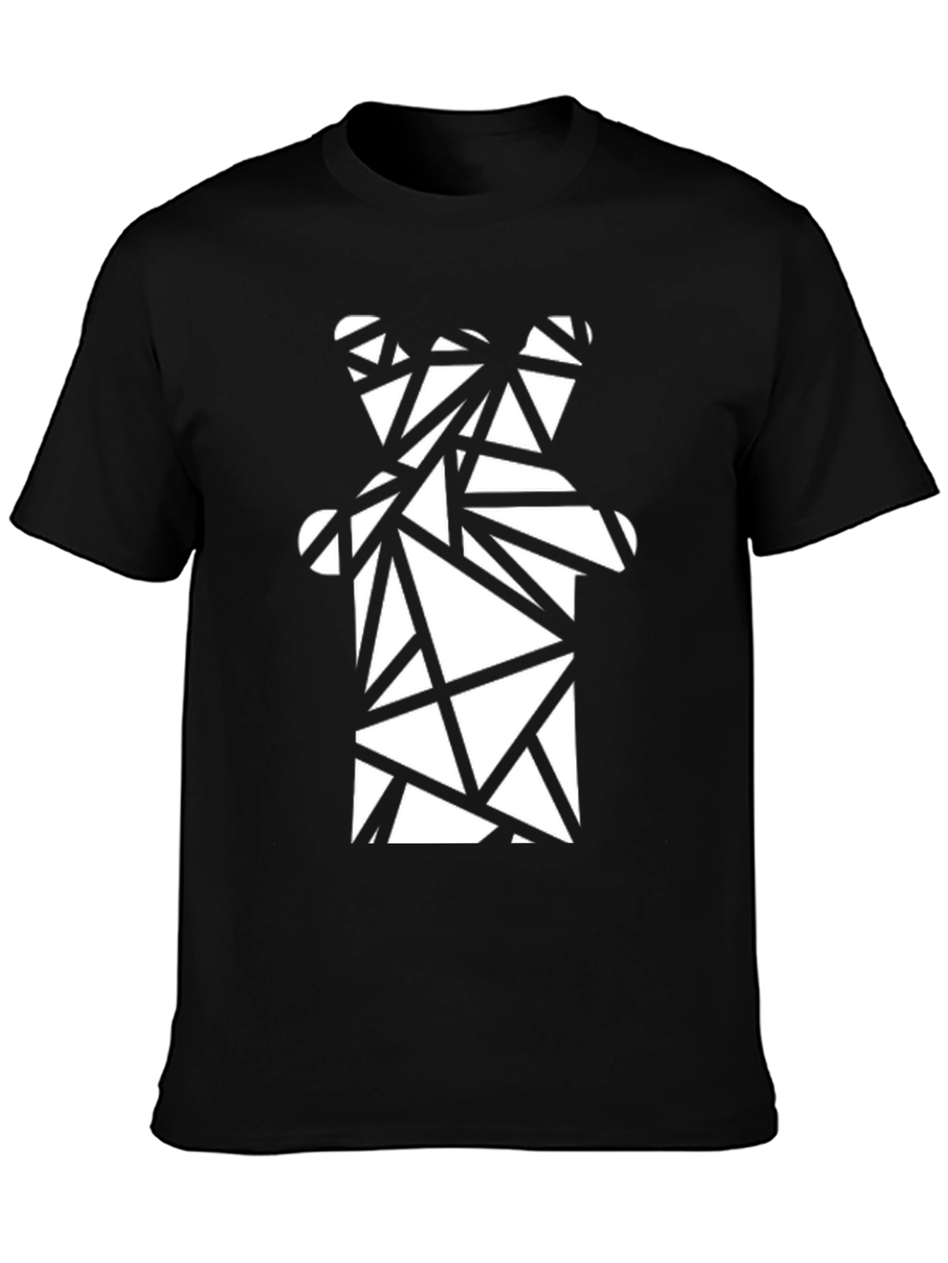 Geometric Bear Graphic Tee - Modern Black T-Shirt