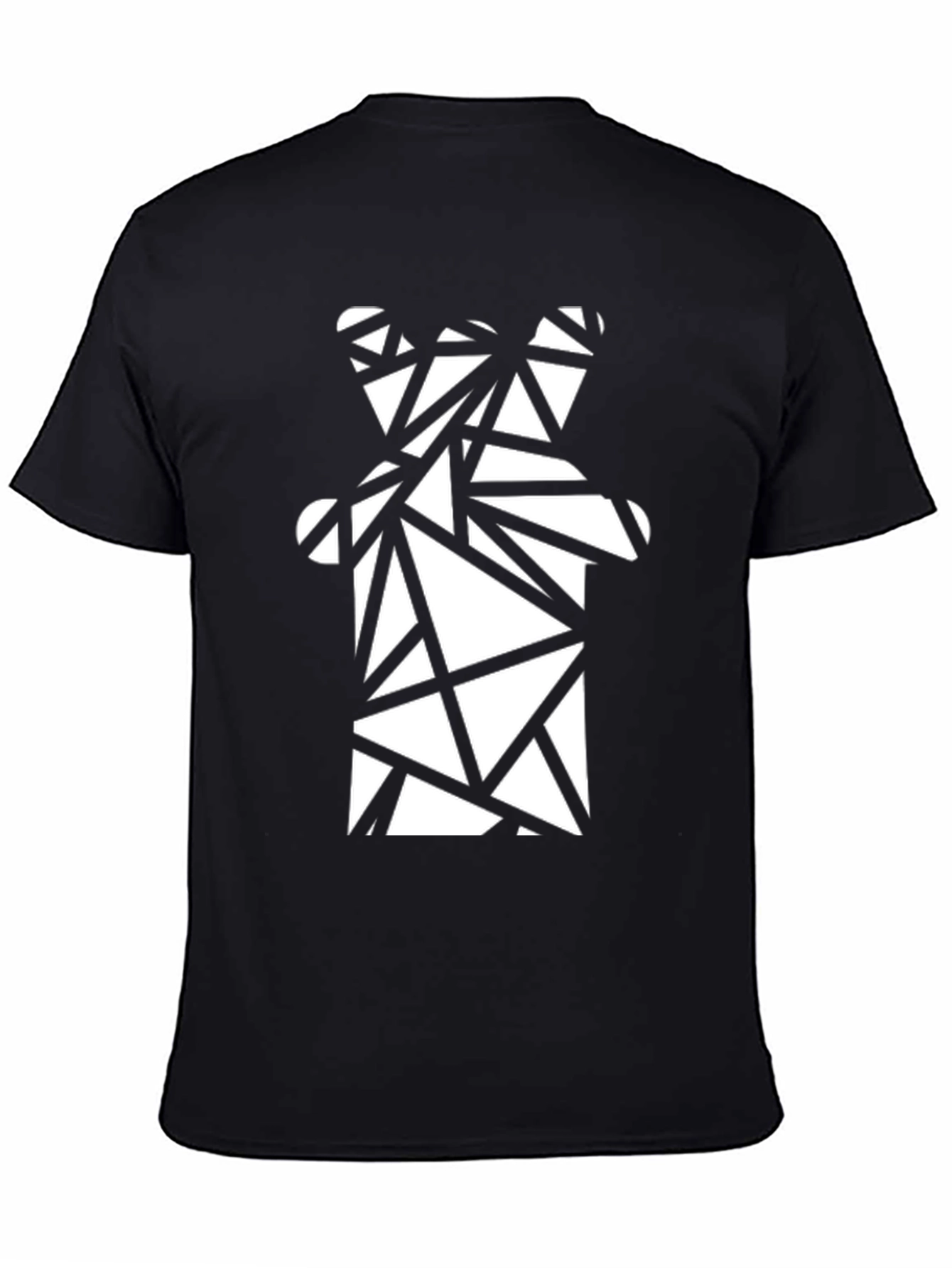 Geometric Bear Graphic Tee - Modern Black T-Shirt