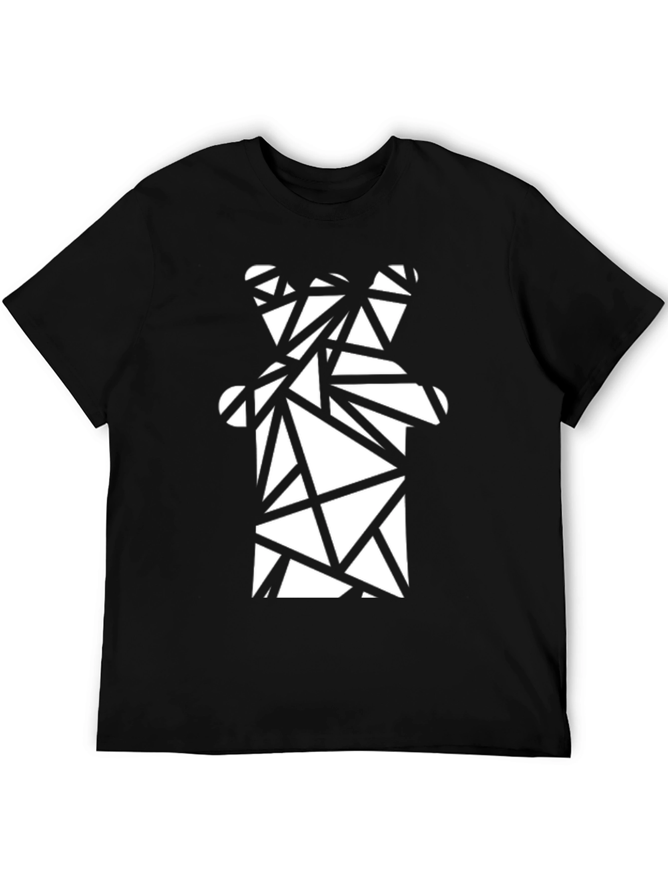 Geometric Bear Graphic Tee - Modern Black T-Shirt