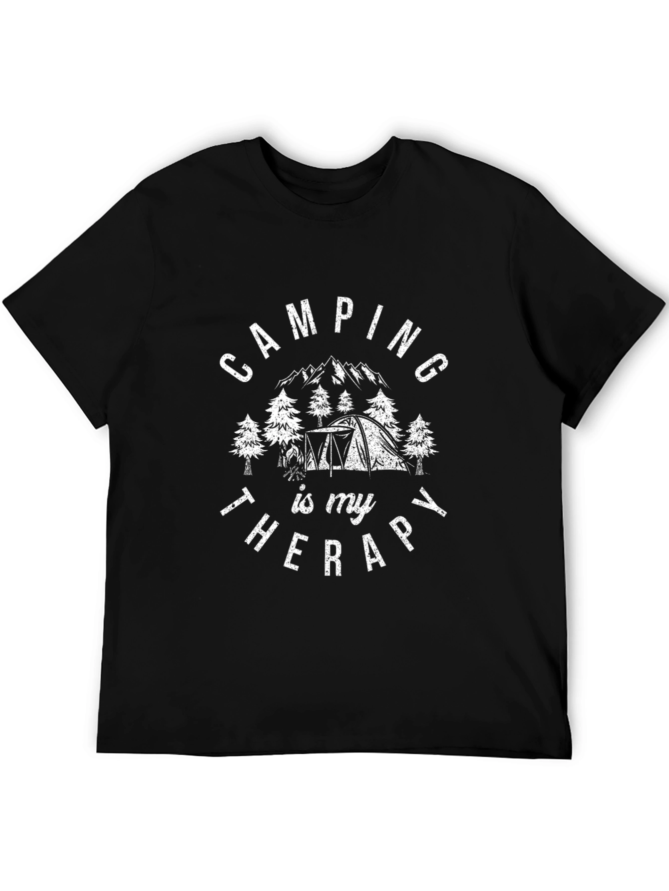 Camping is My Therapy Graphic Tee - Black