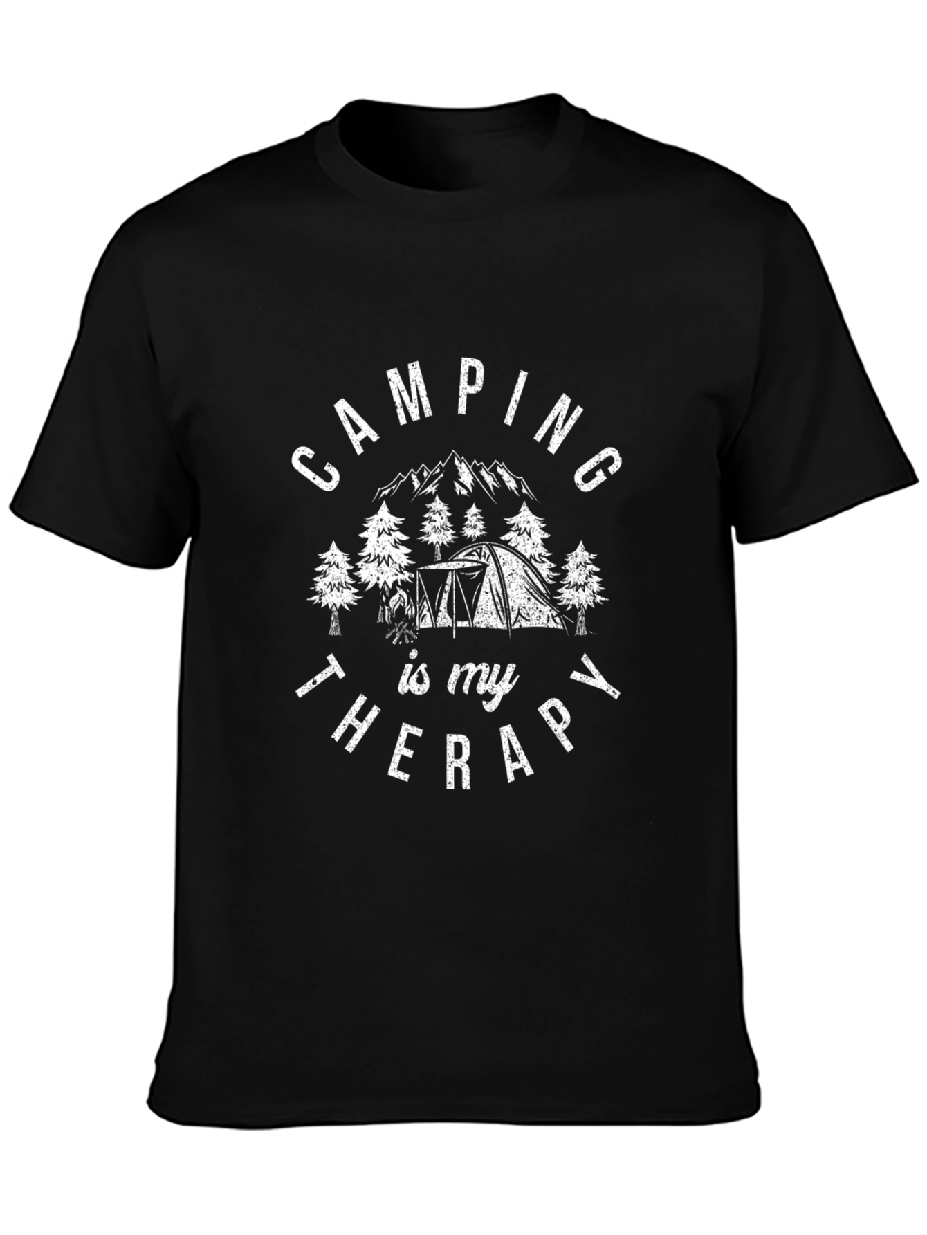 Camping is My Therapy Graphic Tee - Black
