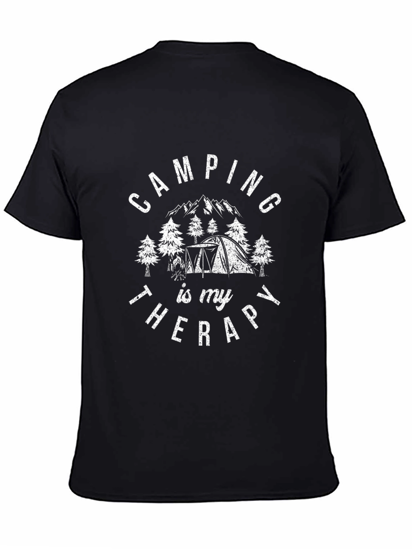 Camping is My Therapy Graphic Tee - Black