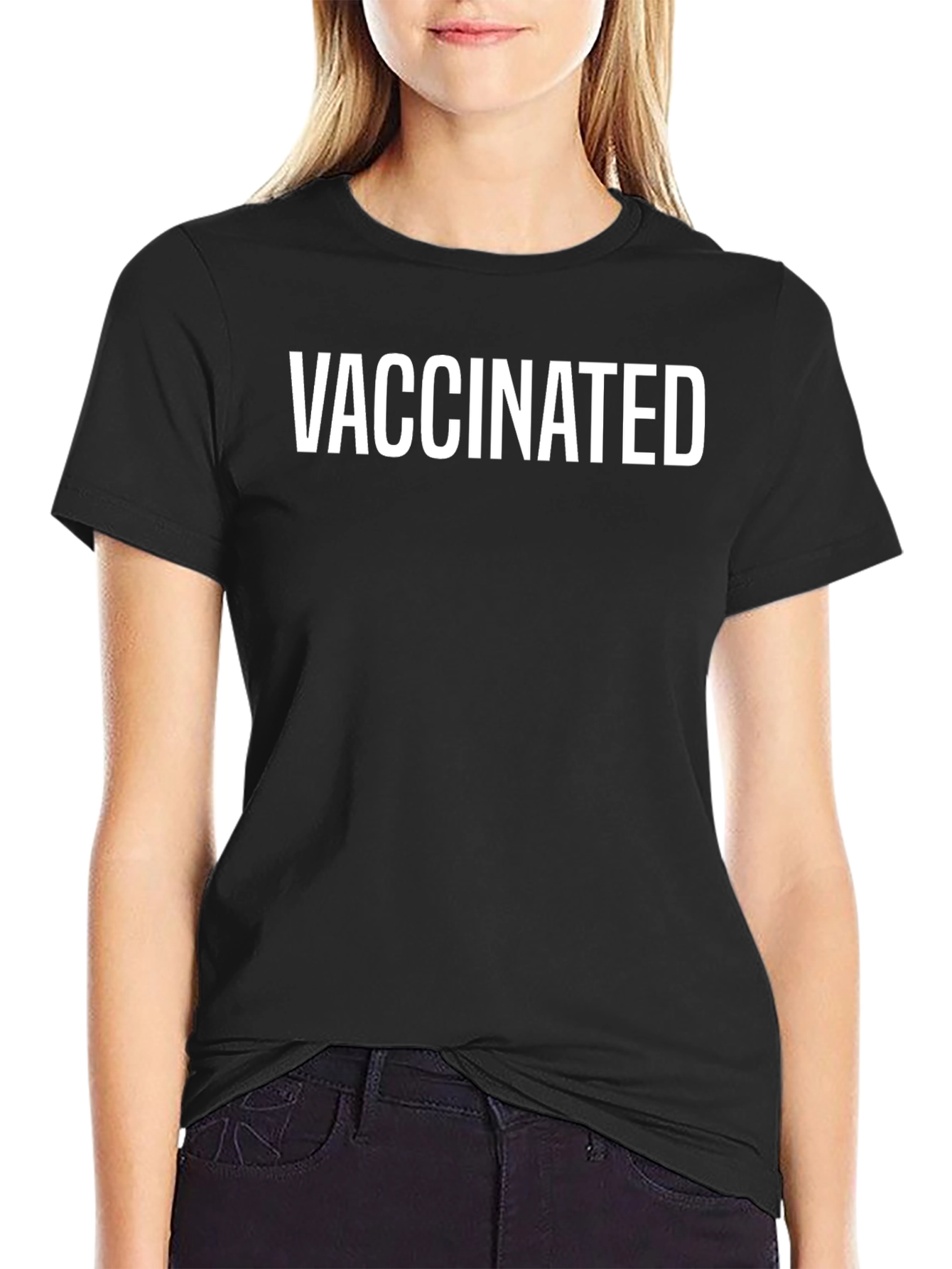 Vaccinated Graphic Tee - Modern Black T-Shirt
