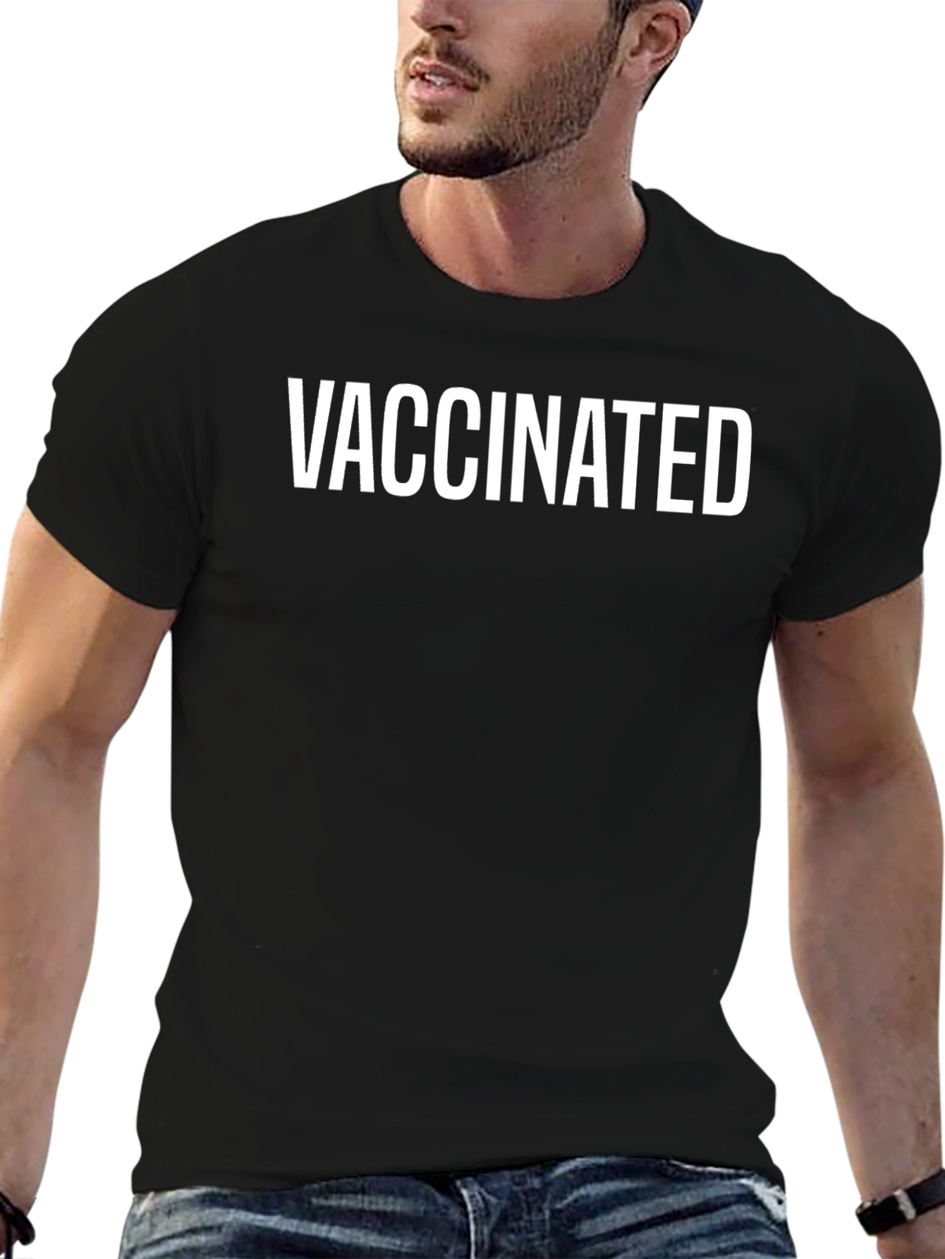 Vaccinated Graphic Tee - Modern Black T-Shirt