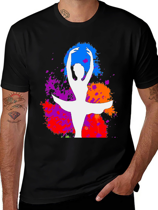 Ballet Dancer Splatter Graphic Tee - Stylish Artistic Design