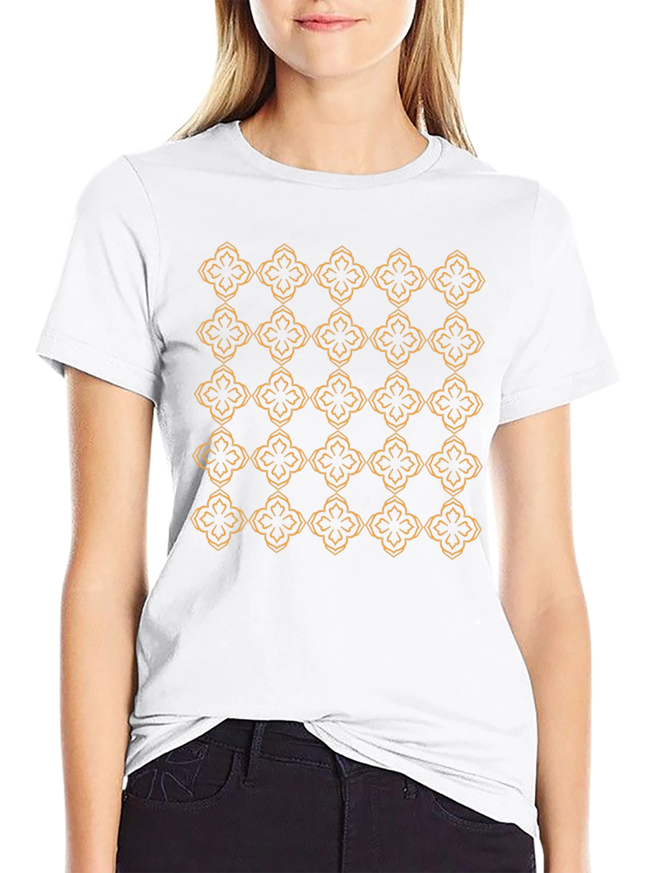 Black Tee with Floral Pattern