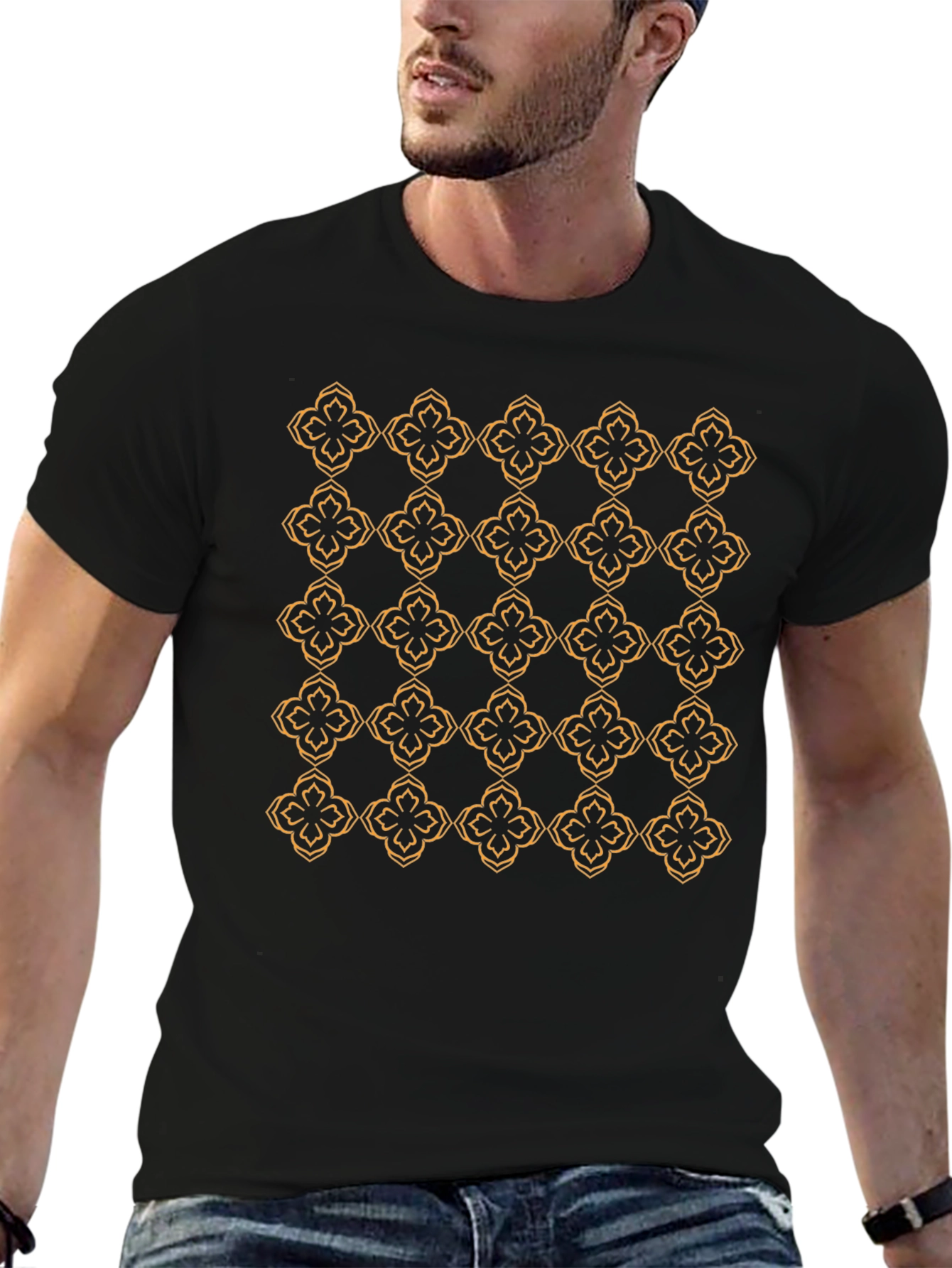 Black Tee with Floral Pattern