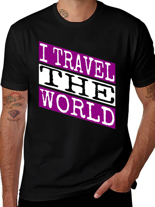 I Travel The World Graphic Tee - Black Casual T-Shirt