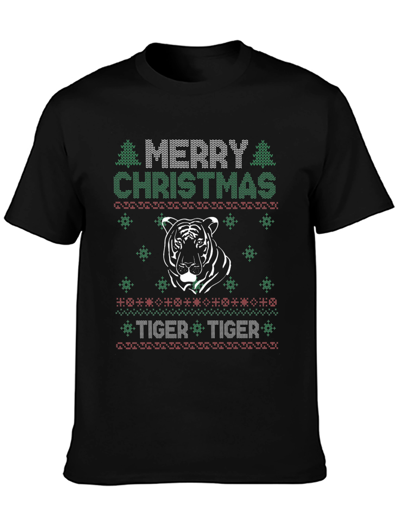 Merry Christmas Tiger Ugly Sweater T-Shirt
