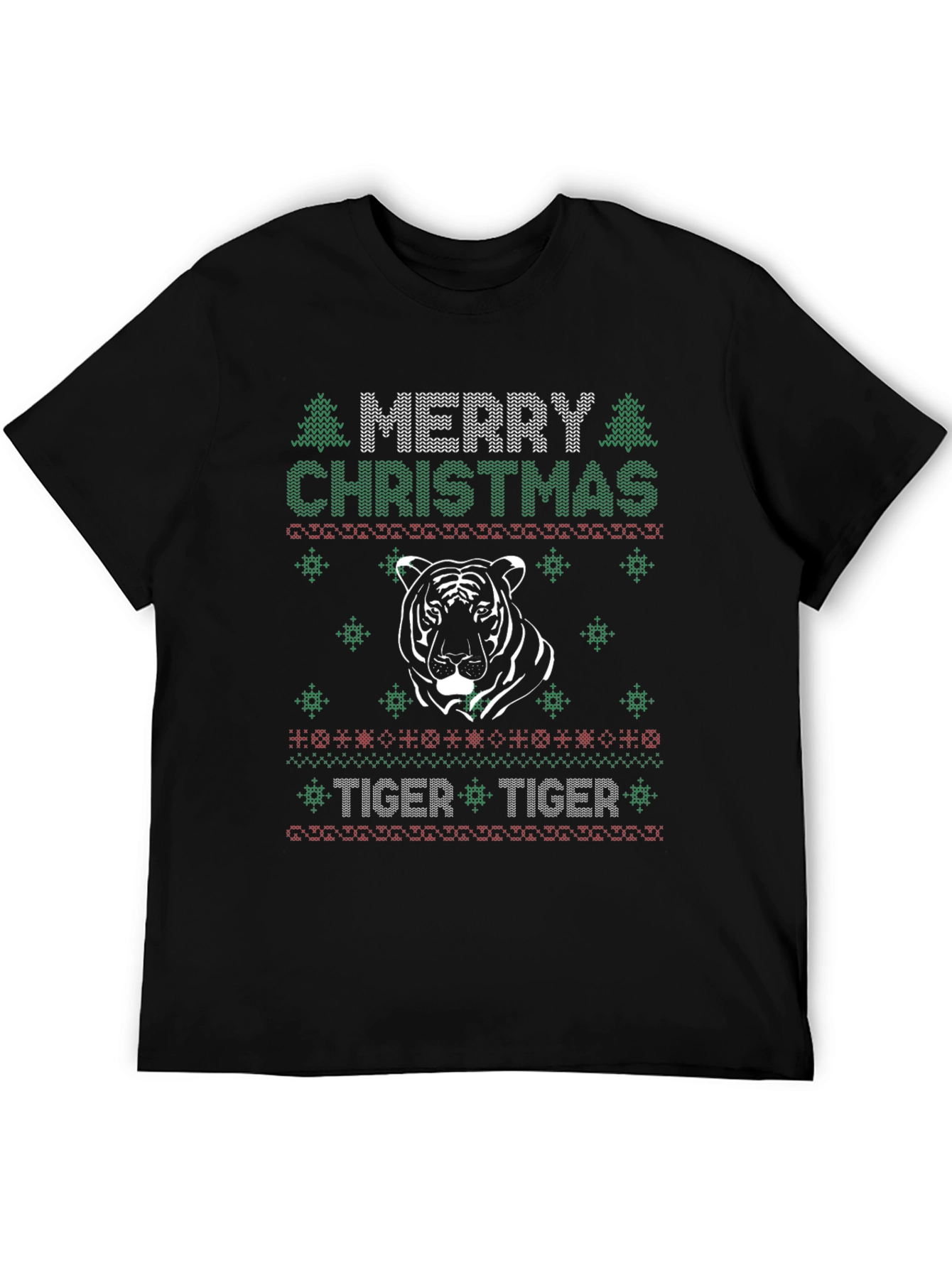 Merry Christmas Tiger Ugly Sweater T-Shirt
