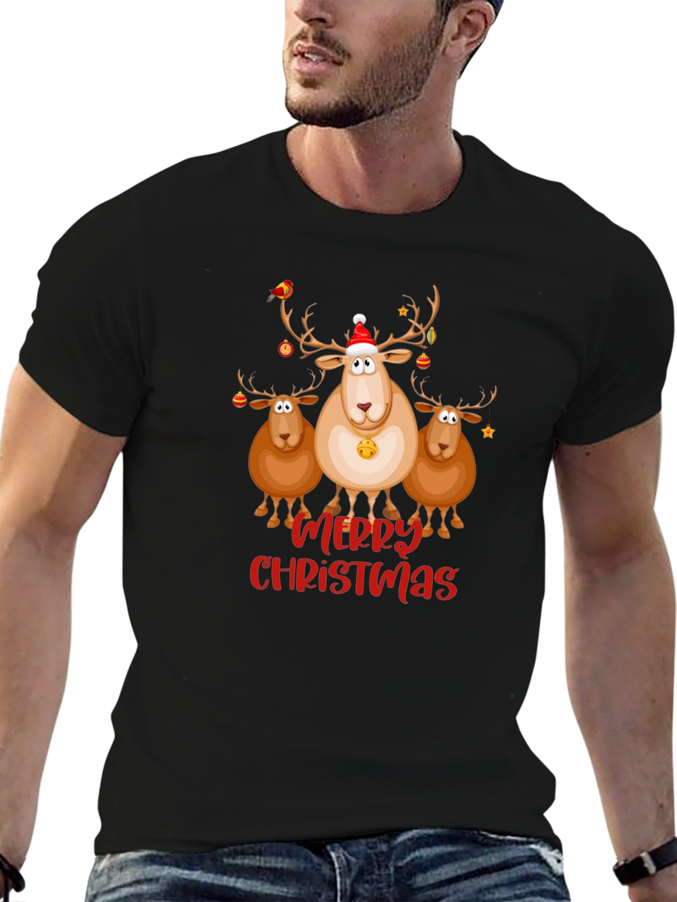 Merry Christmas Reindeer Graphic Tee
