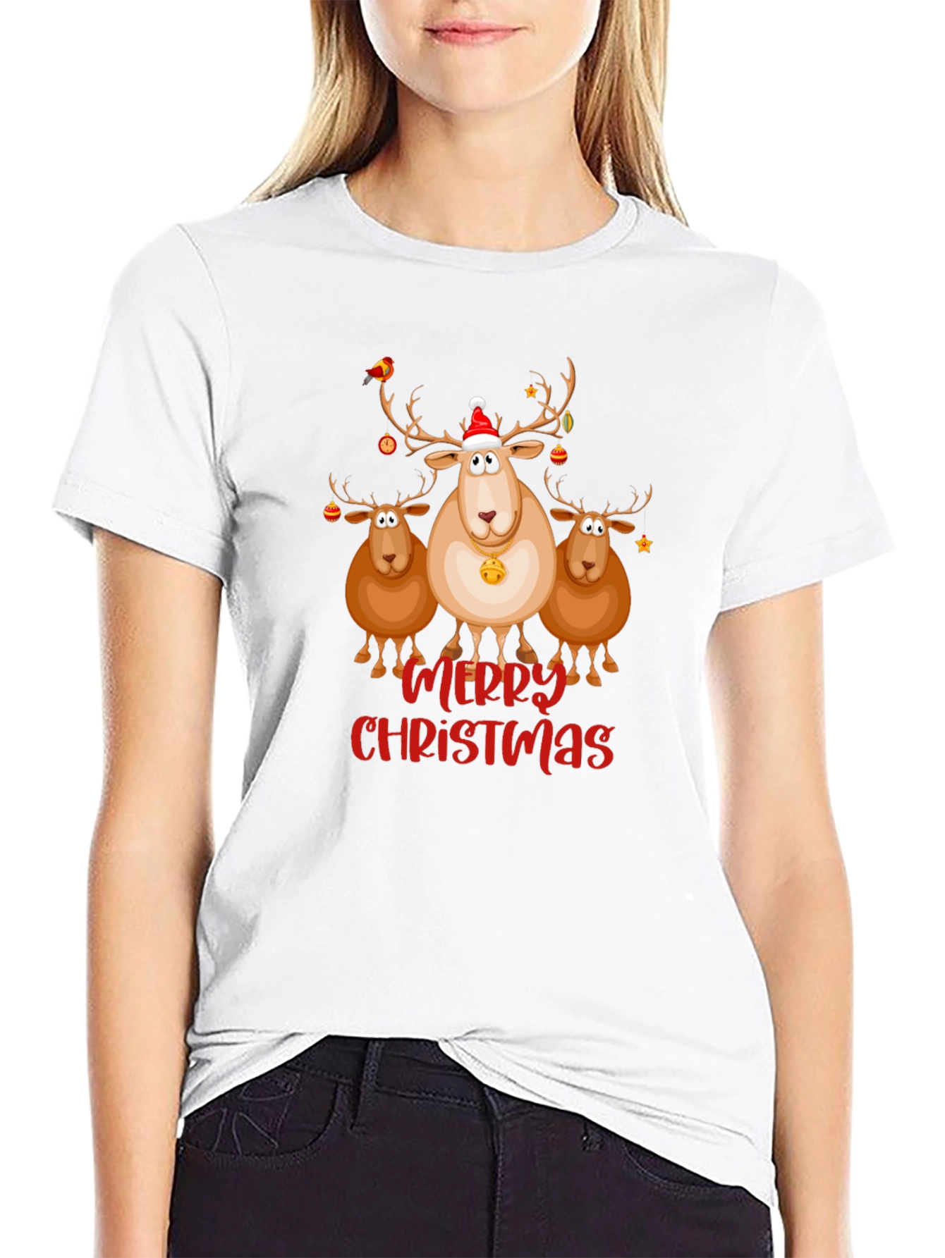 Merry Christmas Reindeer Graphic Tee