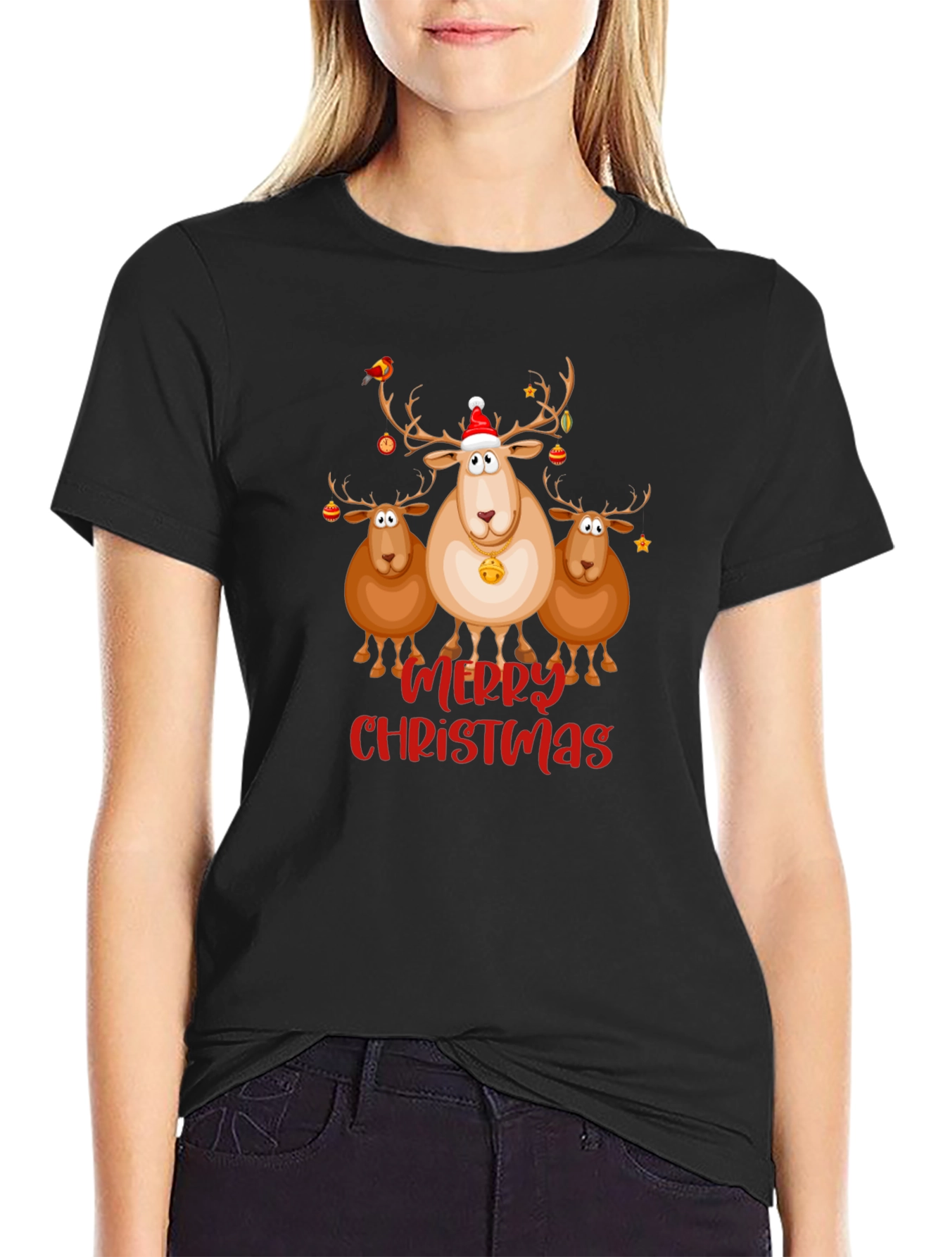 Merry Christmas Reindeer Graphic Tee