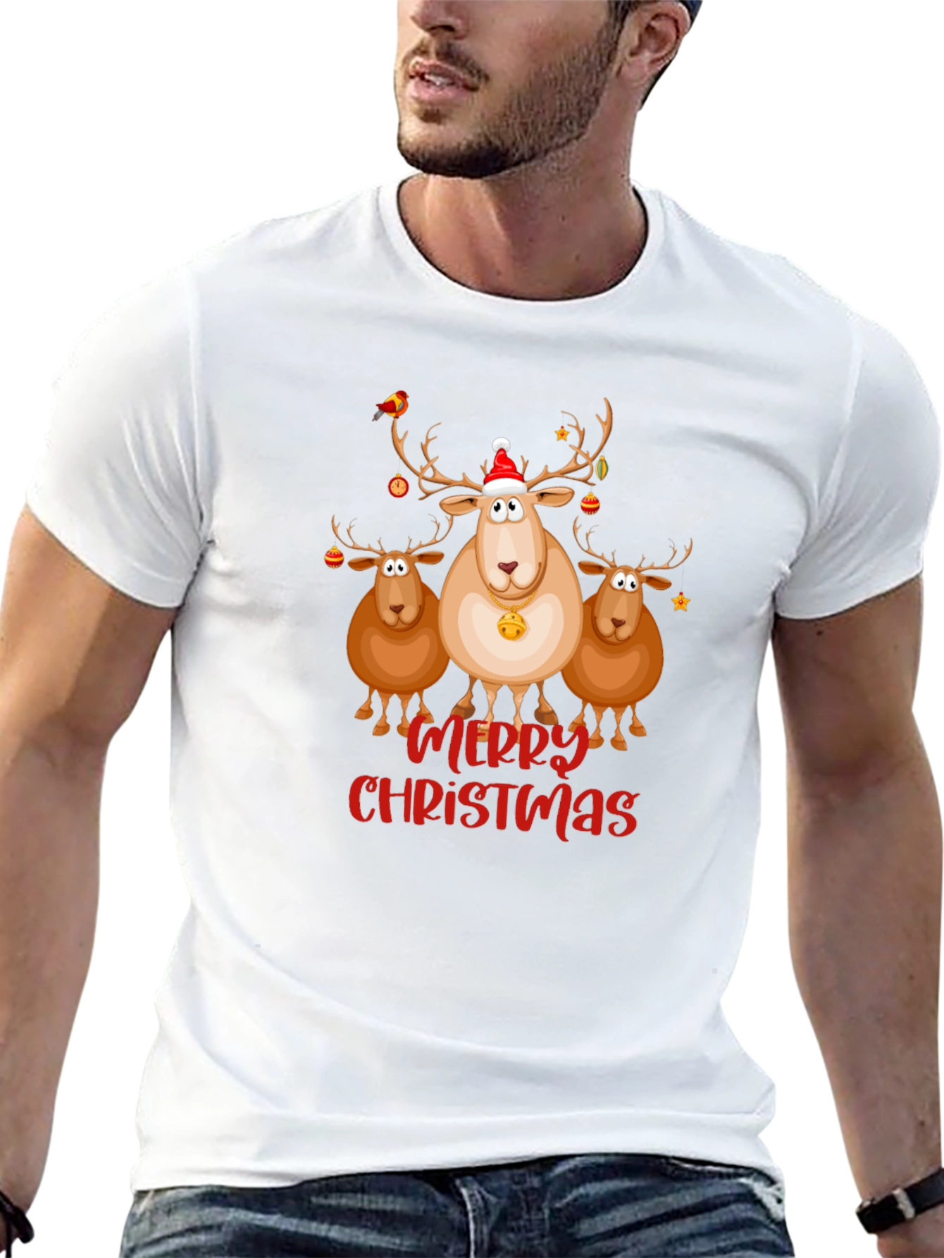 Merry Christmas Reindeer Graphic Tee