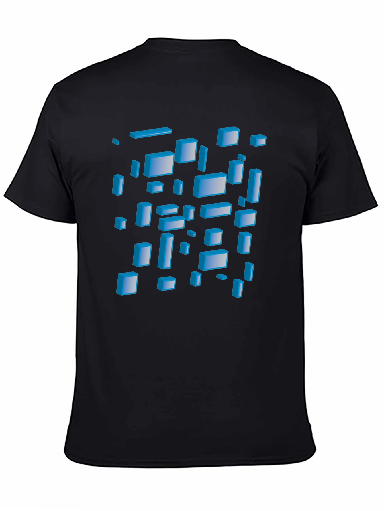 Abstract 3D Blocks Graphic T-Shirt - Black