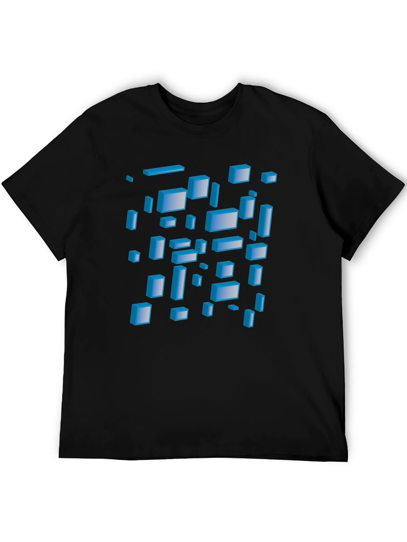 Abstract 3D Blocks Graphic T-Shirt - Black