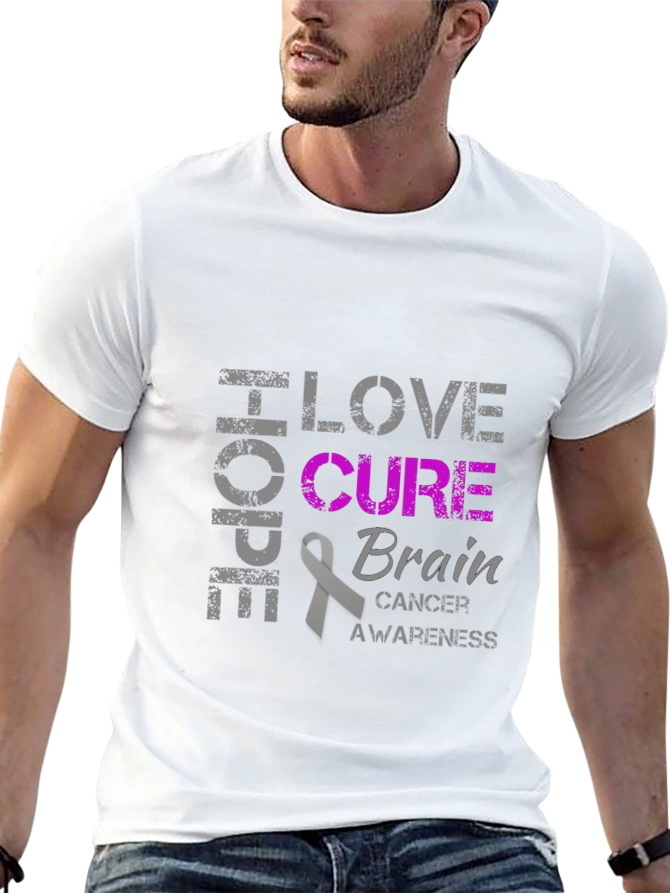 Brain Cancer Awareness T-Shirt - Hope Love Cure