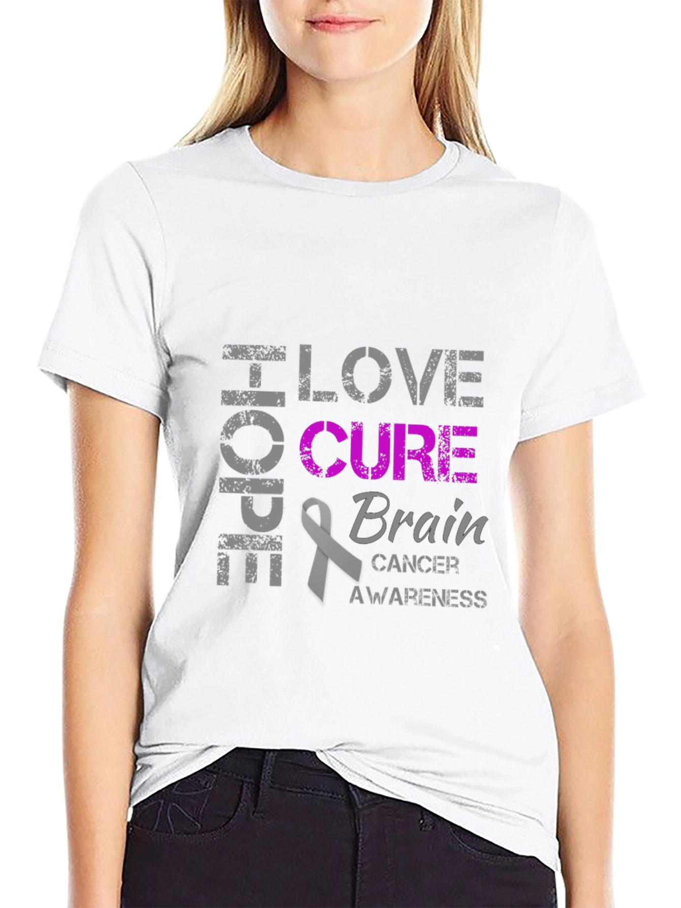 Brain Cancer Awareness T-Shirt - Hope Love Cure