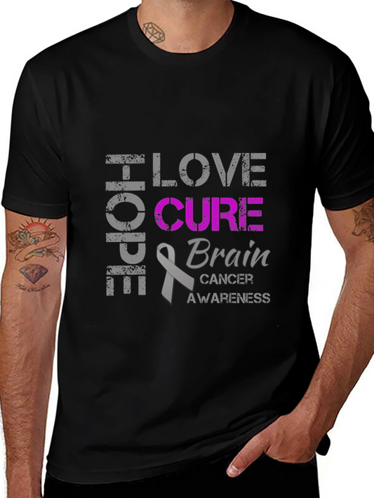Brain Cancer Awareness T-Shirt - Hope Love Cure