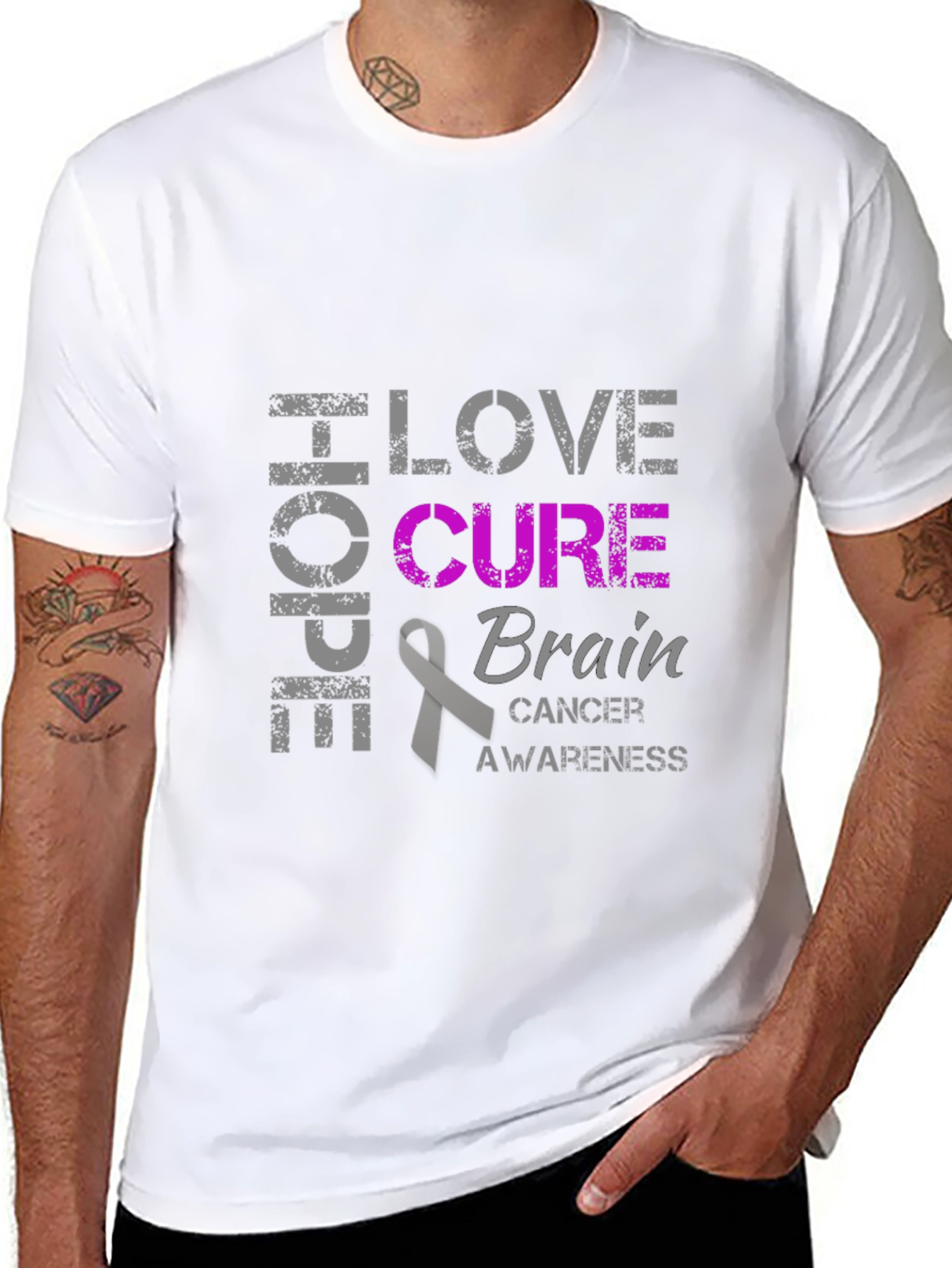 Brain Cancer Awareness T-Shirt - Hope Love Cure