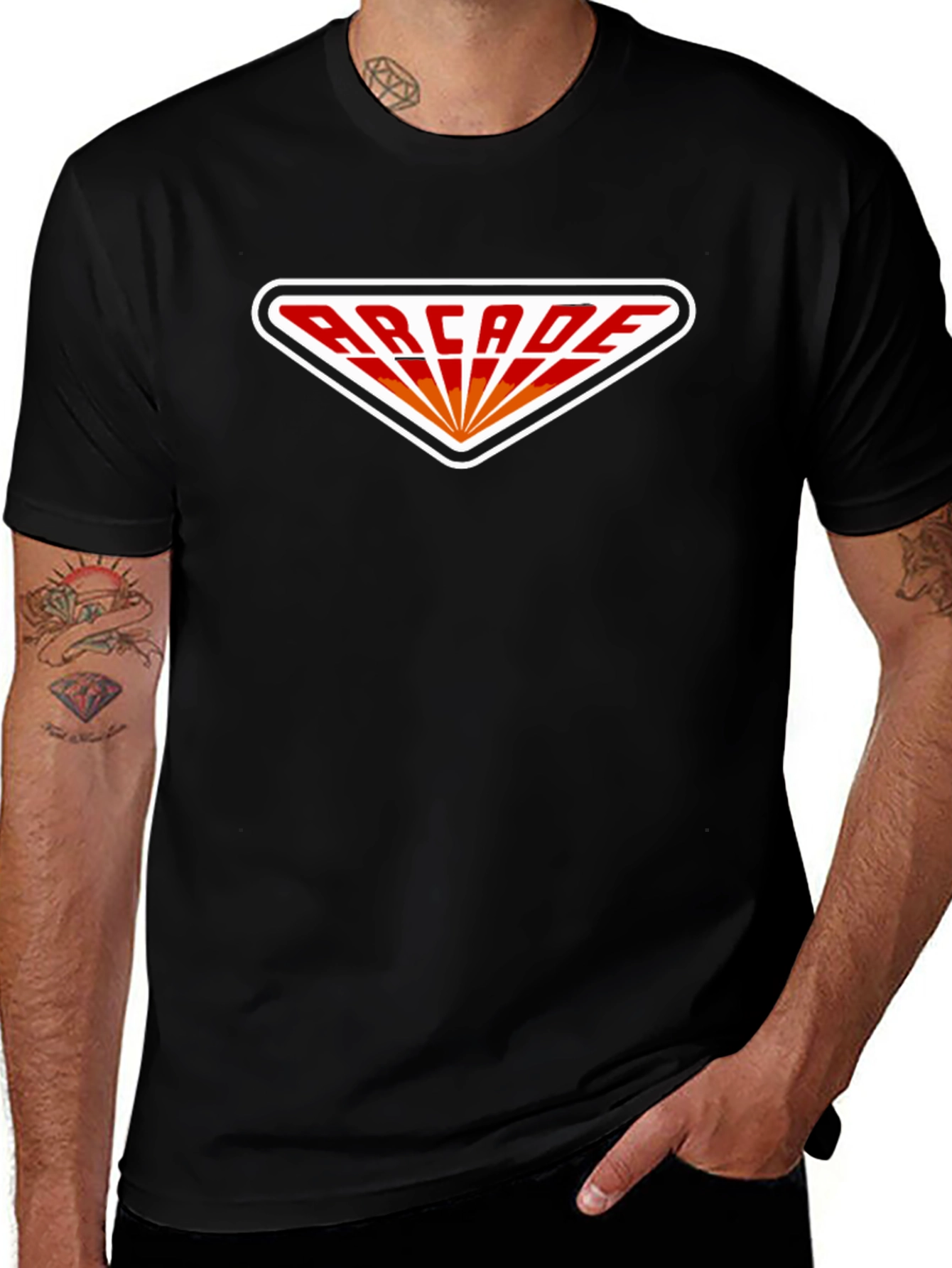 Retro Arcade Graphic Tee - Black Cotton T-Shirt