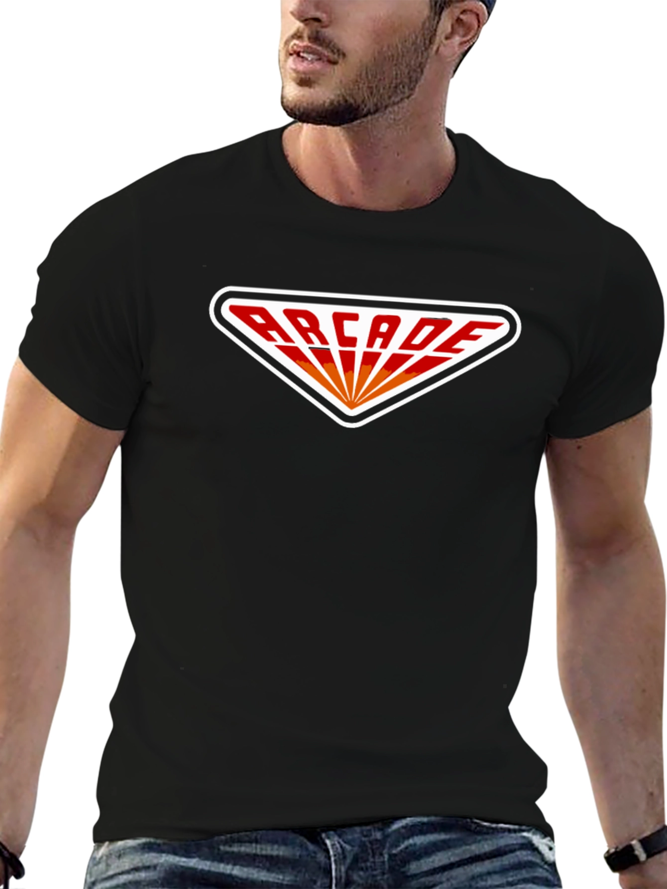 Retro Arcade Graphic Tee - Black Cotton T-Shirt