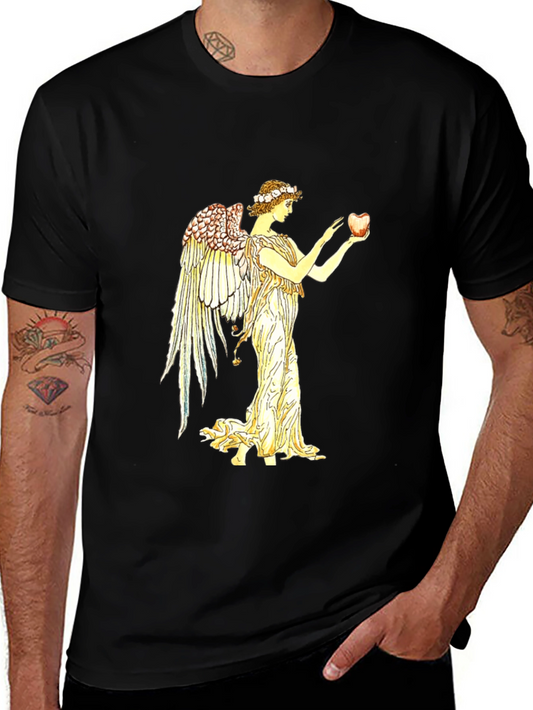 Angel Holding Apple Black T-Shirt
