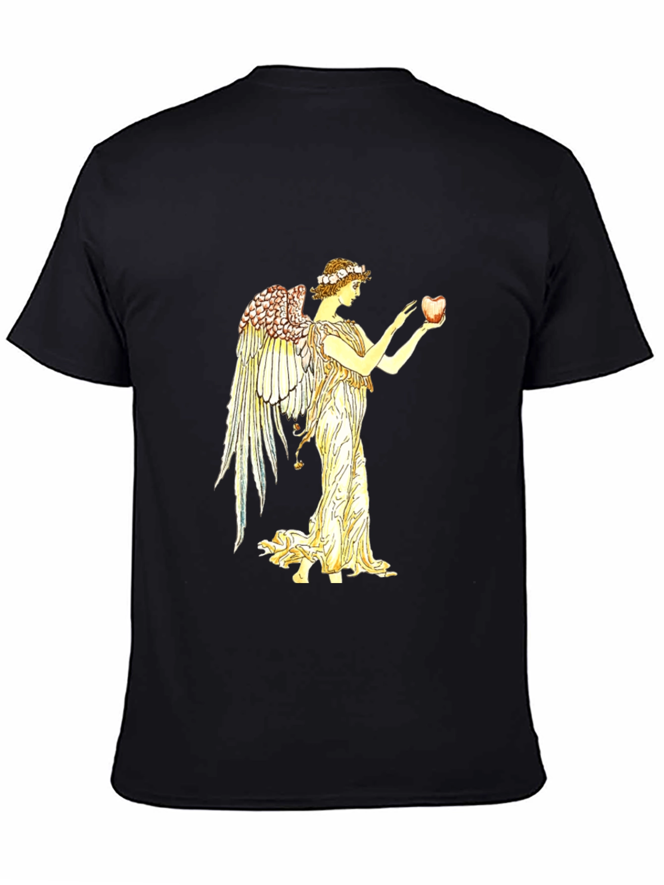 Angel Holding Apple Black T-Shirt