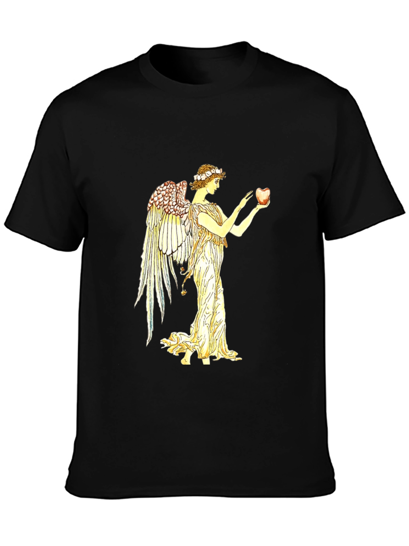 Angel Holding Apple Black T-Shirt