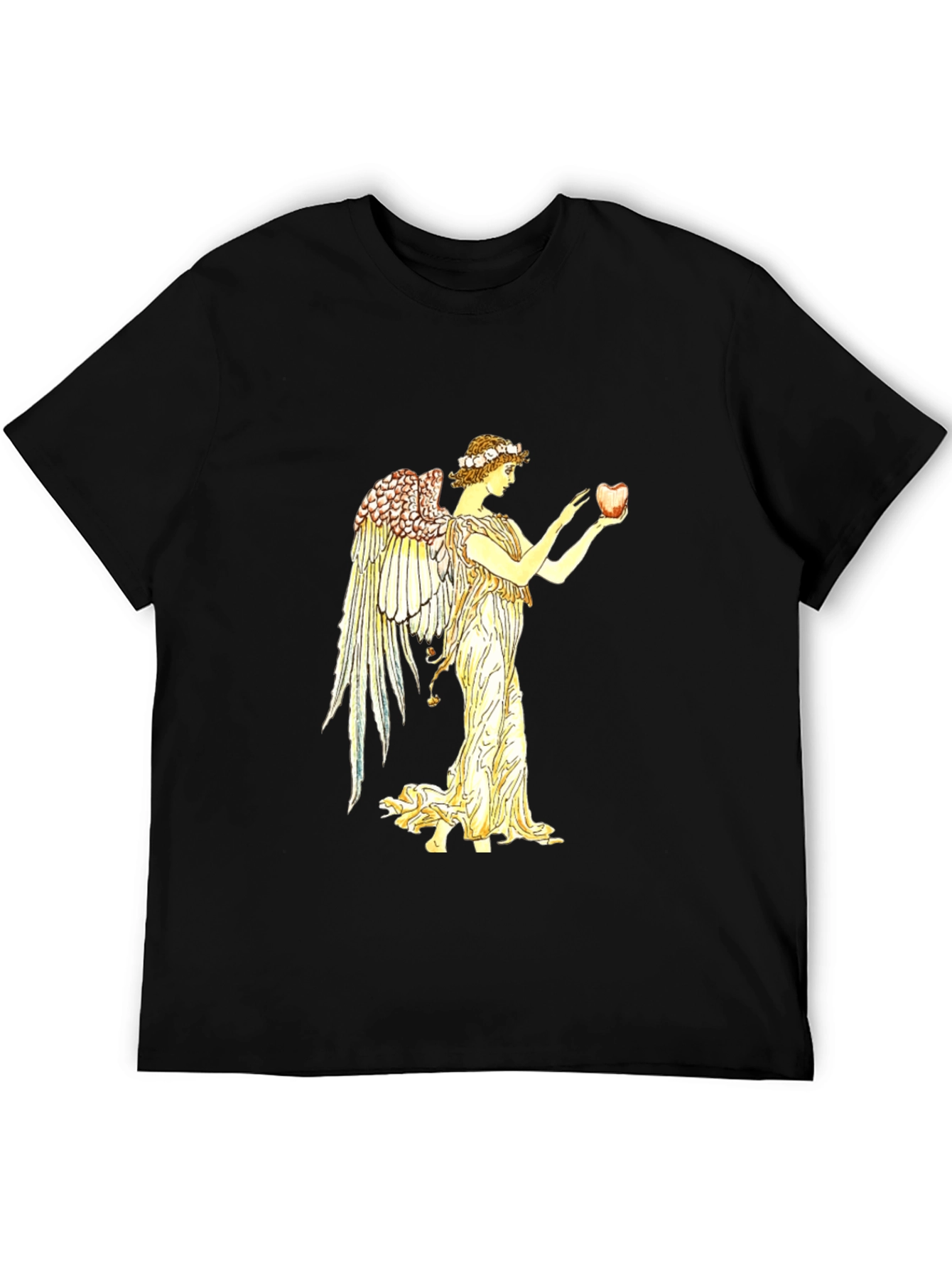 Angel Holding Apple Black T-Shirt