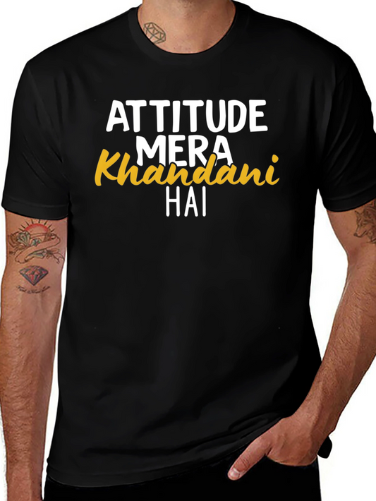 Attitude Mera Khandani Hai Black Graphic Tee