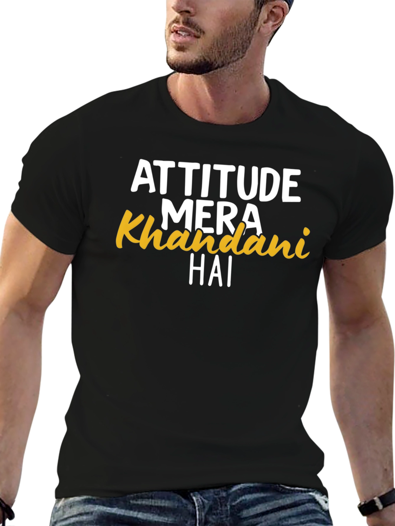 Attitude Mera Khandani Hai Black Graphic Tee