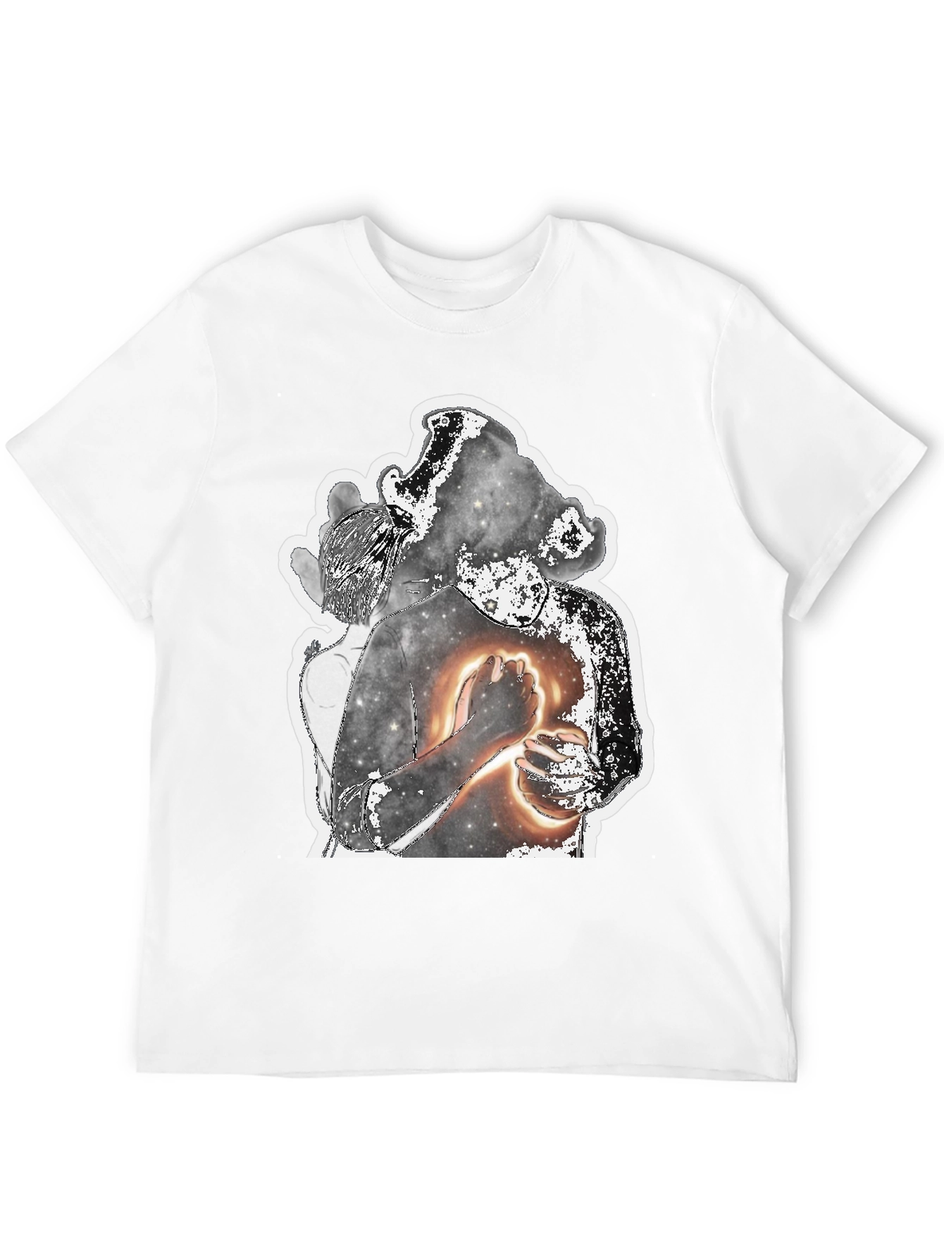 Abstract Galaxy Couple Graphic Tee - Black