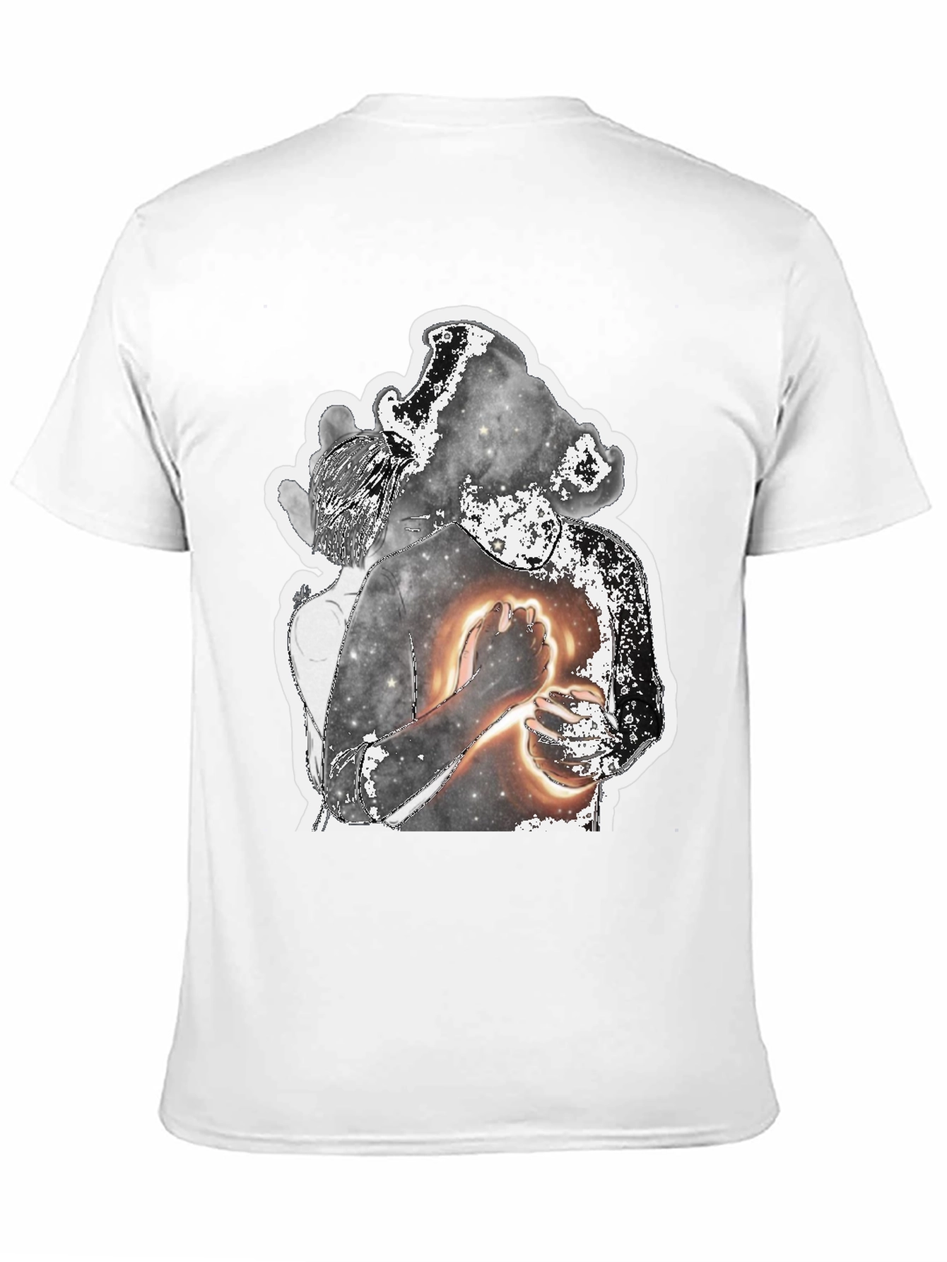 Abstract Galaxy Couple Graphic Tee - Black