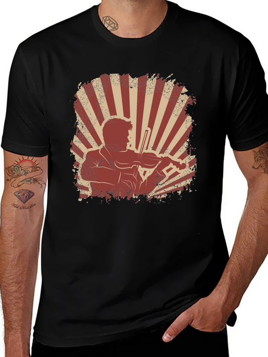 Violinist Graphic T-Shirt - Vintage Style