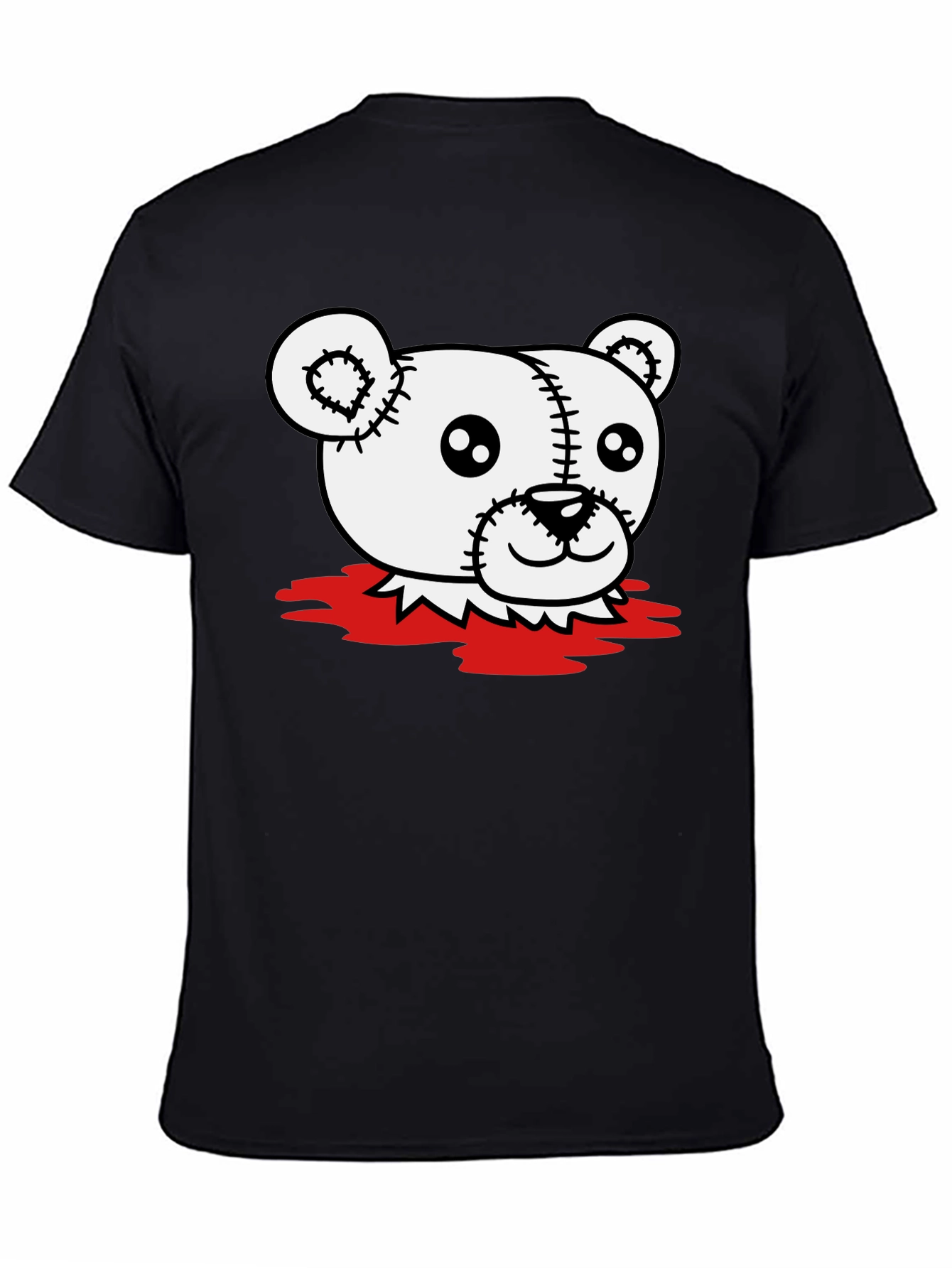 Creepy Teddy Bear Graphic T-Shirt - Black