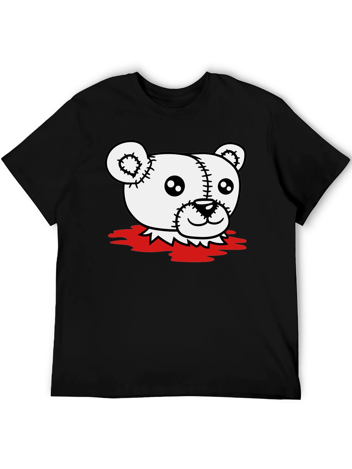 Creepy Teddy Bear Graphic T-Shirt - Black