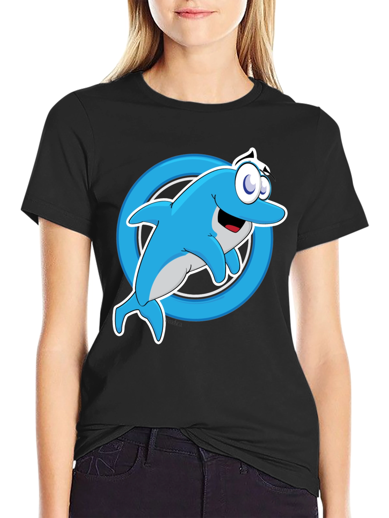 Cartoon Dolphin Graphic T-Shirt