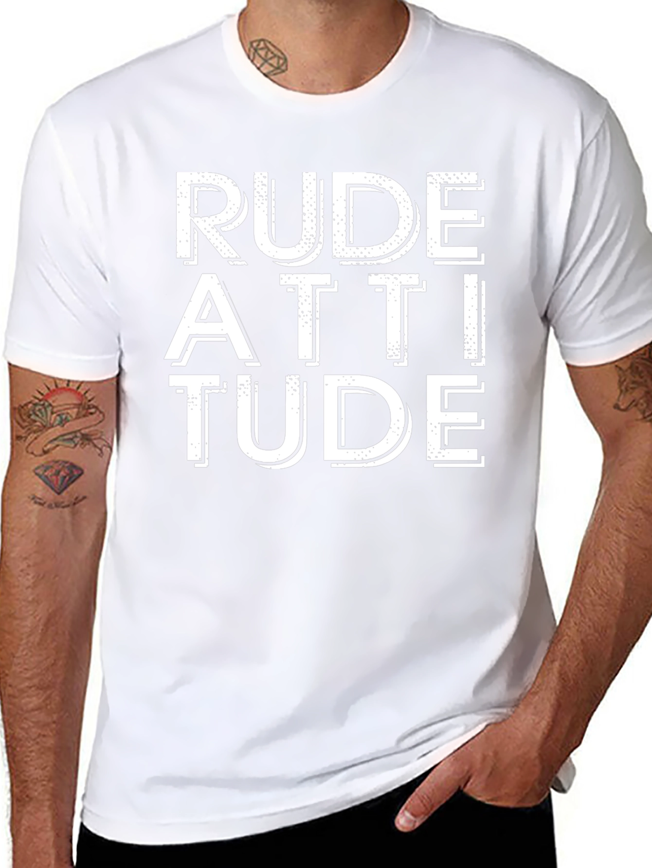 Rude Attitude Graphic Tee - Black Cotton T-Shirt