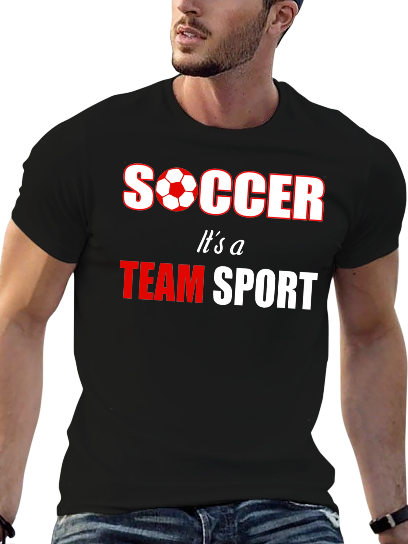 Soccer Team Sport T-Shirt - Black