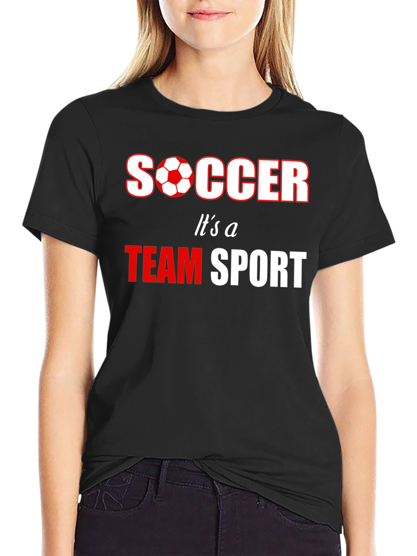 Soccer Team Sport T-Shirt - Black