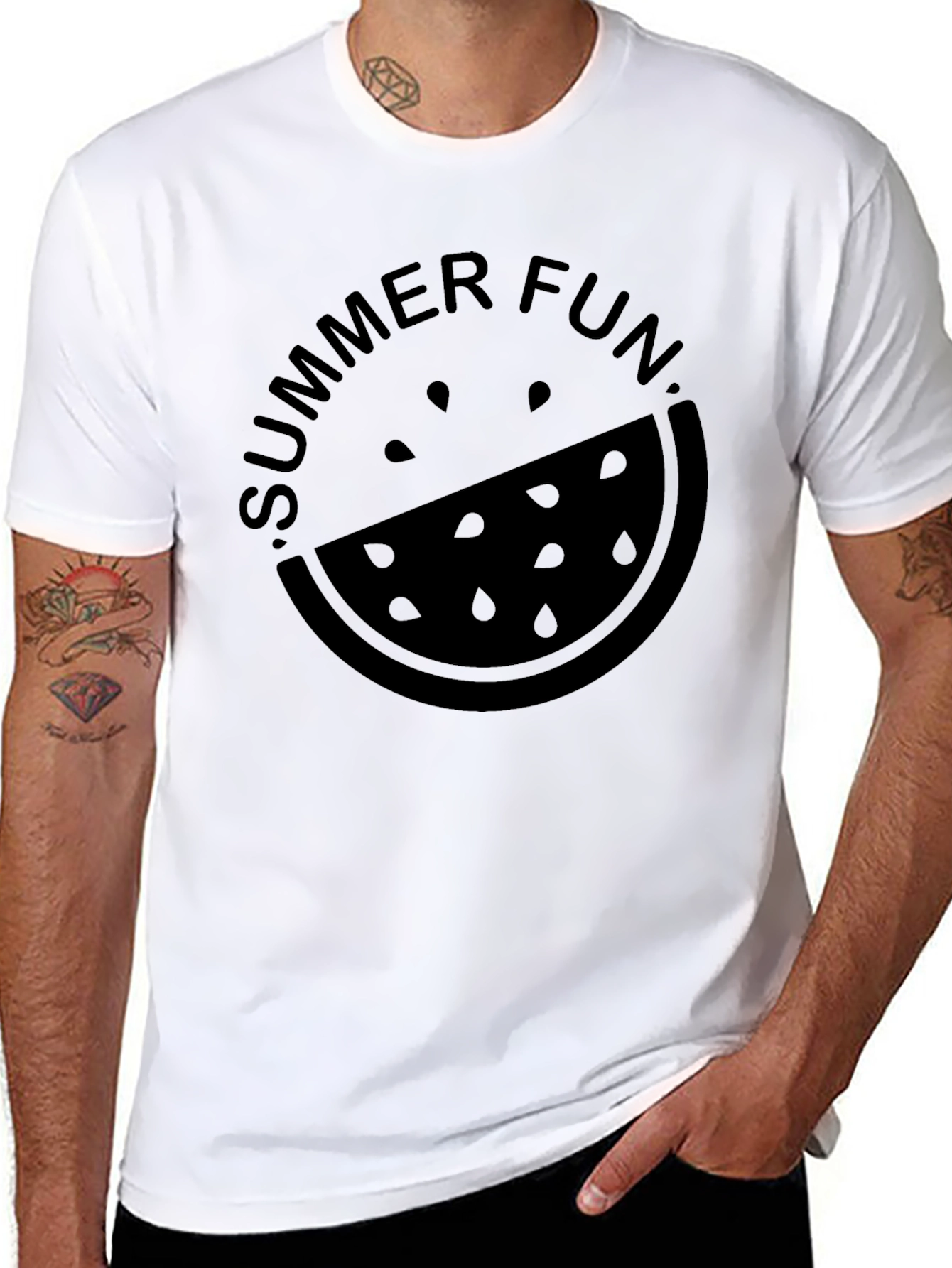 Summer Fun Watermelon Graphic Tee - Casual Black T-Shirt
