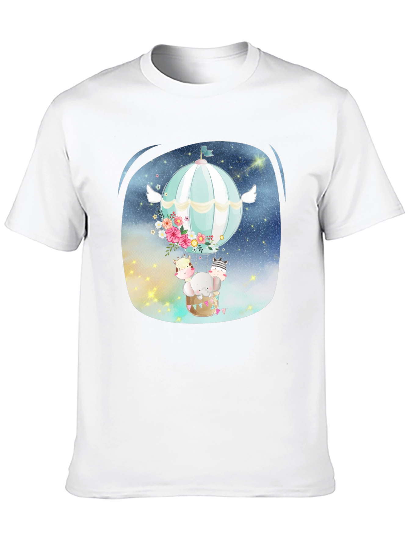 Cute Animal Hot Air Balloon Graphic Tee