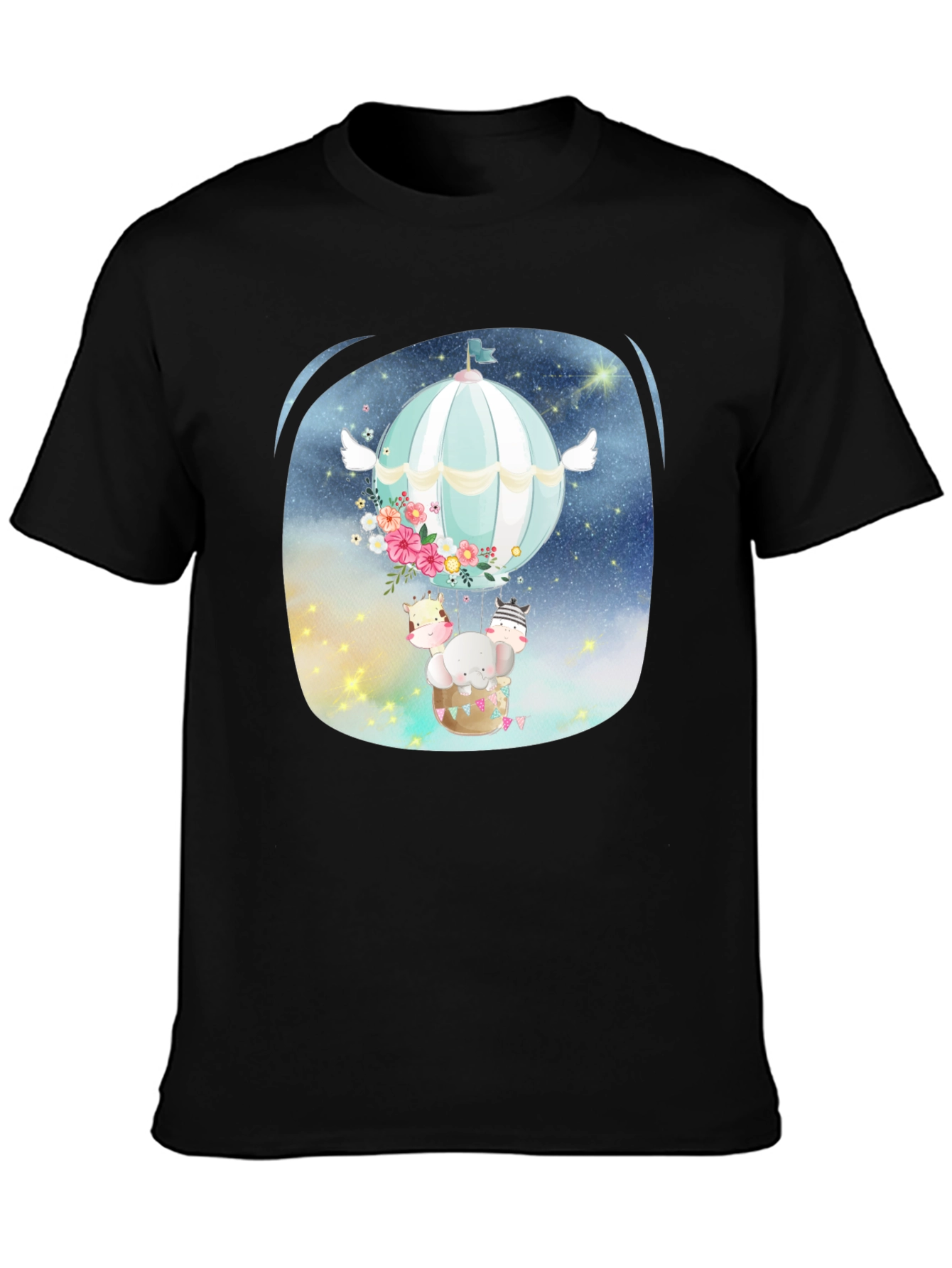 Cute Animal Hot Air Balloon Graphic Tee