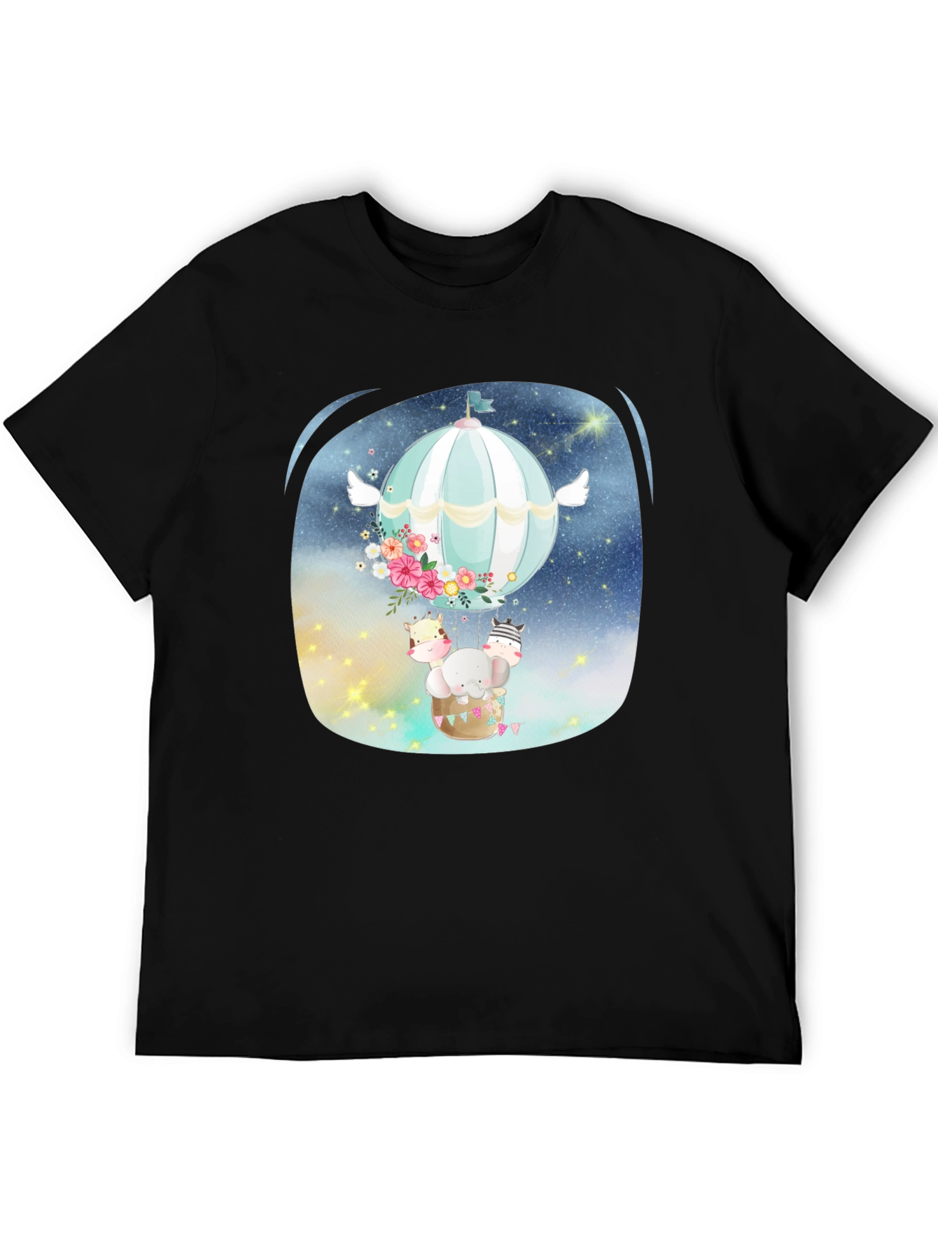 Cute Animal Hot Air Balloon Graphic Tee