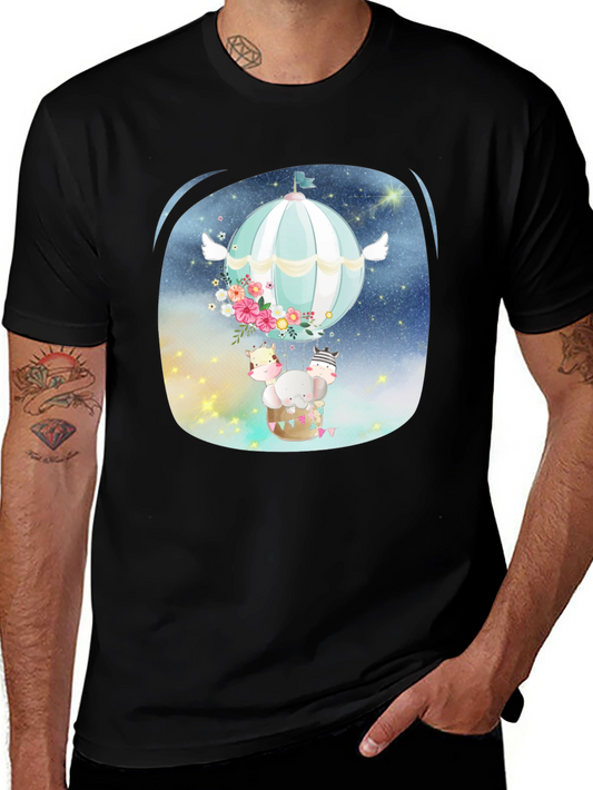 Cute Animal Hot Air Balloon Graphic Tee