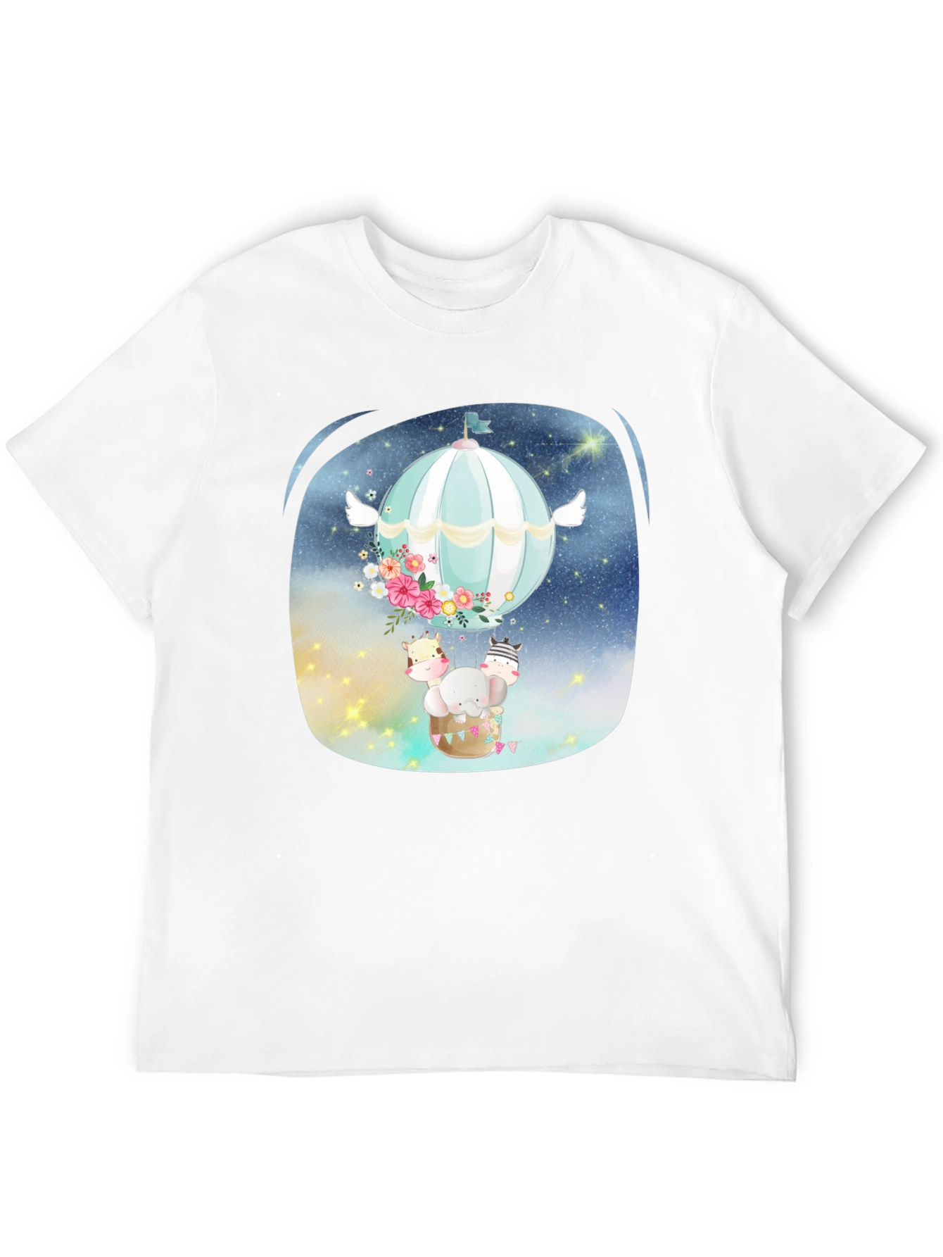Cute Animal Hot Air Balloon Graphic Tee